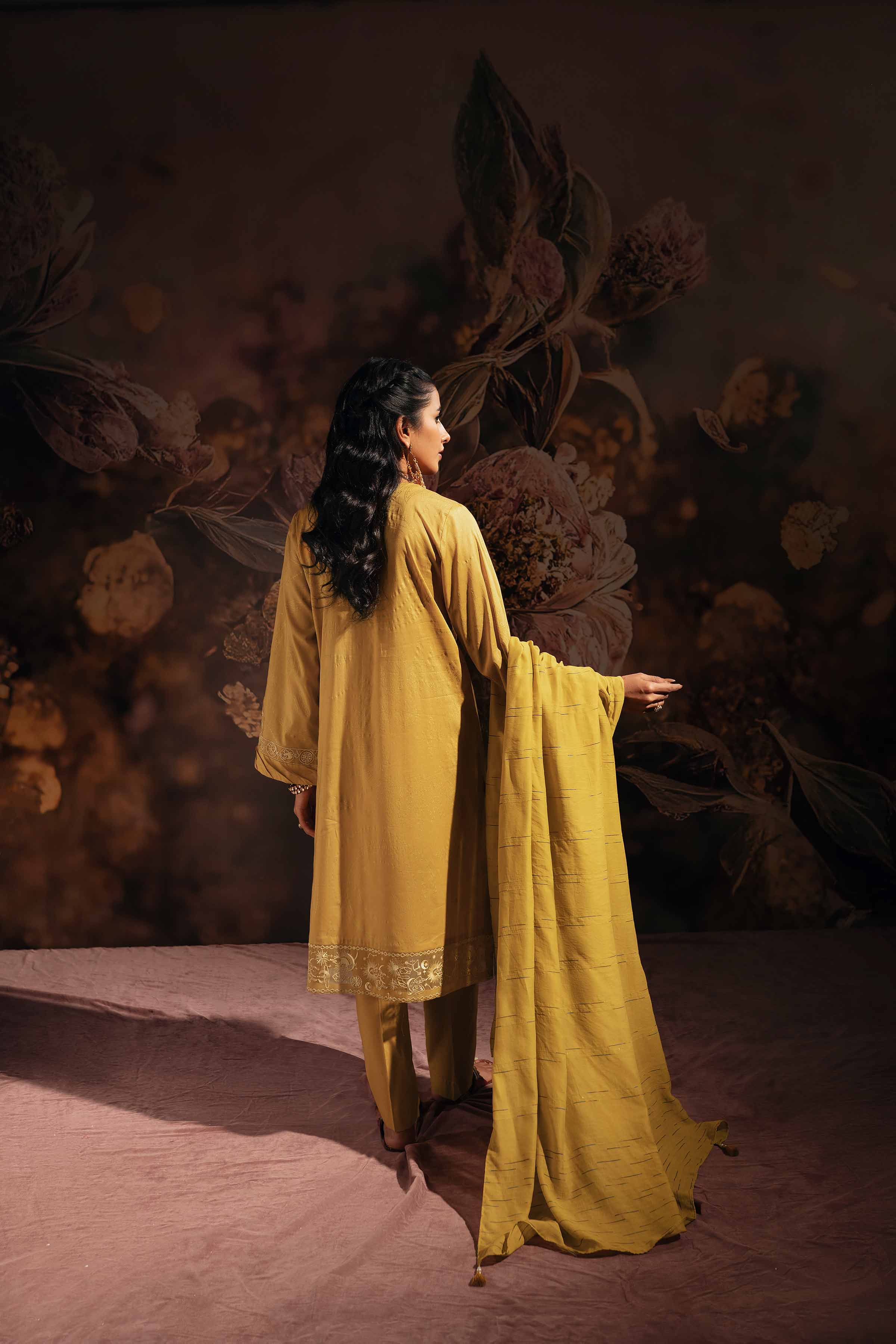 2 Piece - Gold Printed Embroidered Suit - 42301234 - Image 2