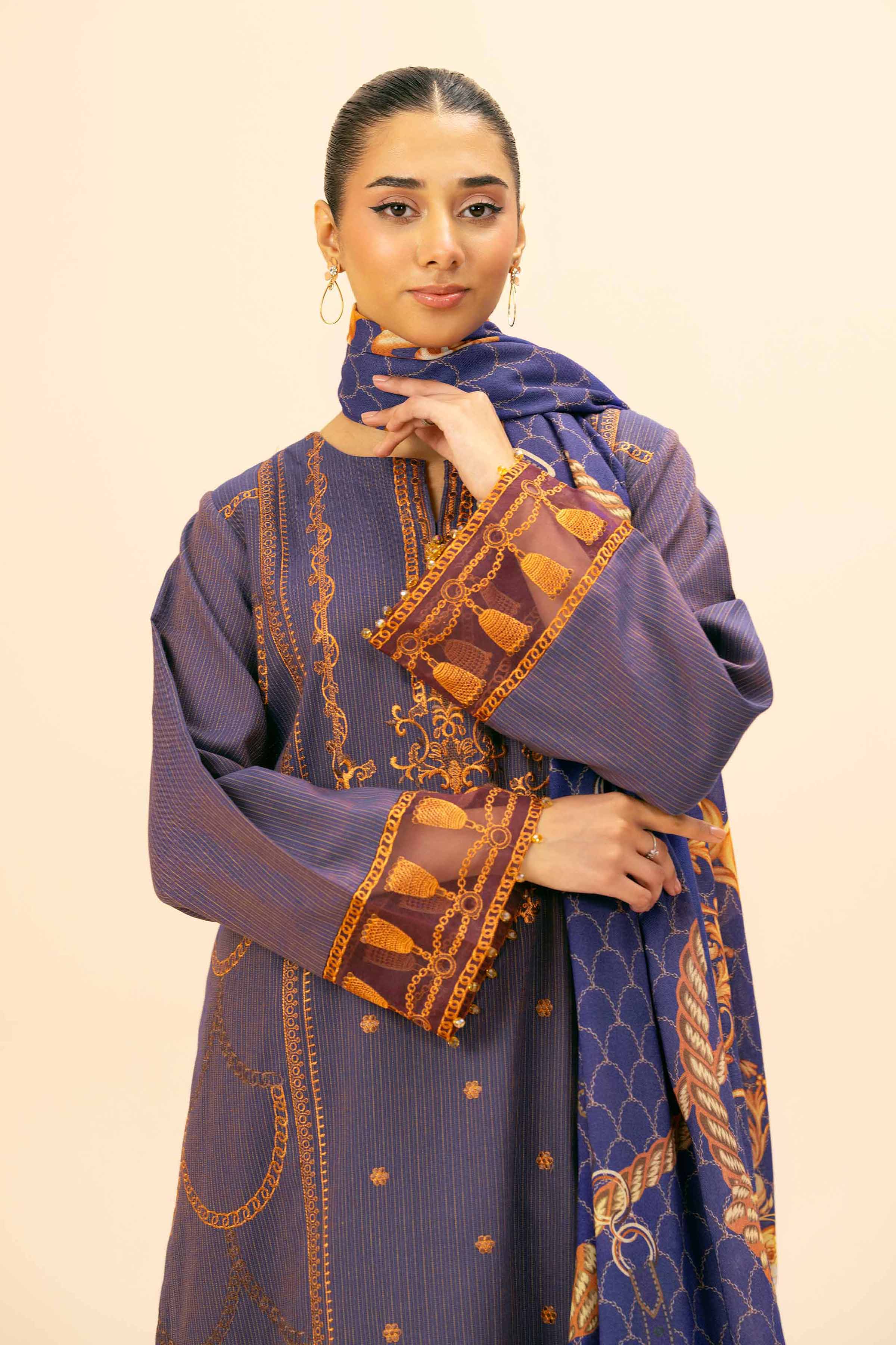 3 Piece - Yarn Dyed Embroidered Suit - 42404337 - Image 2