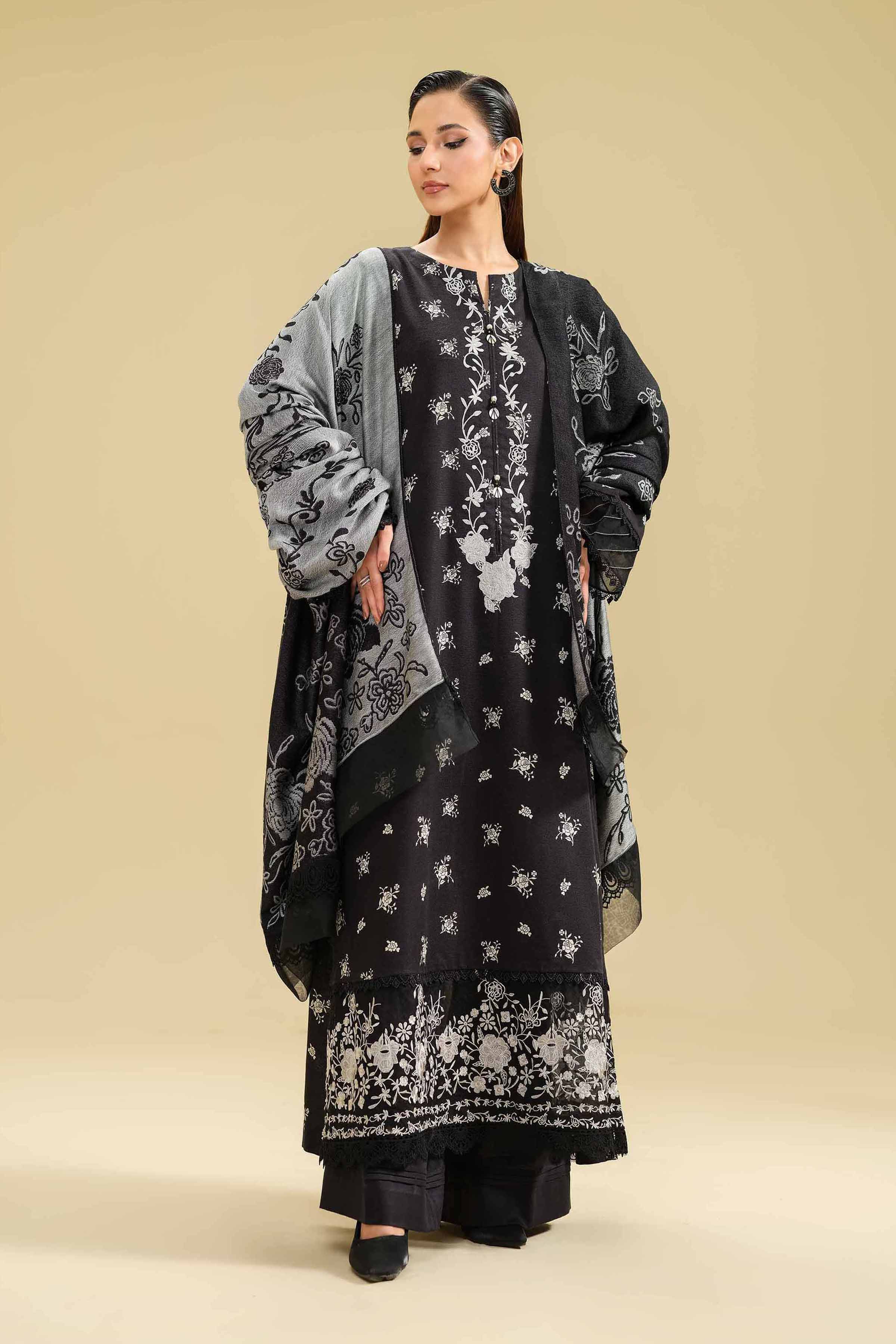 3 Piece - Printed Embroidered Suit - 42404638 - Image 2