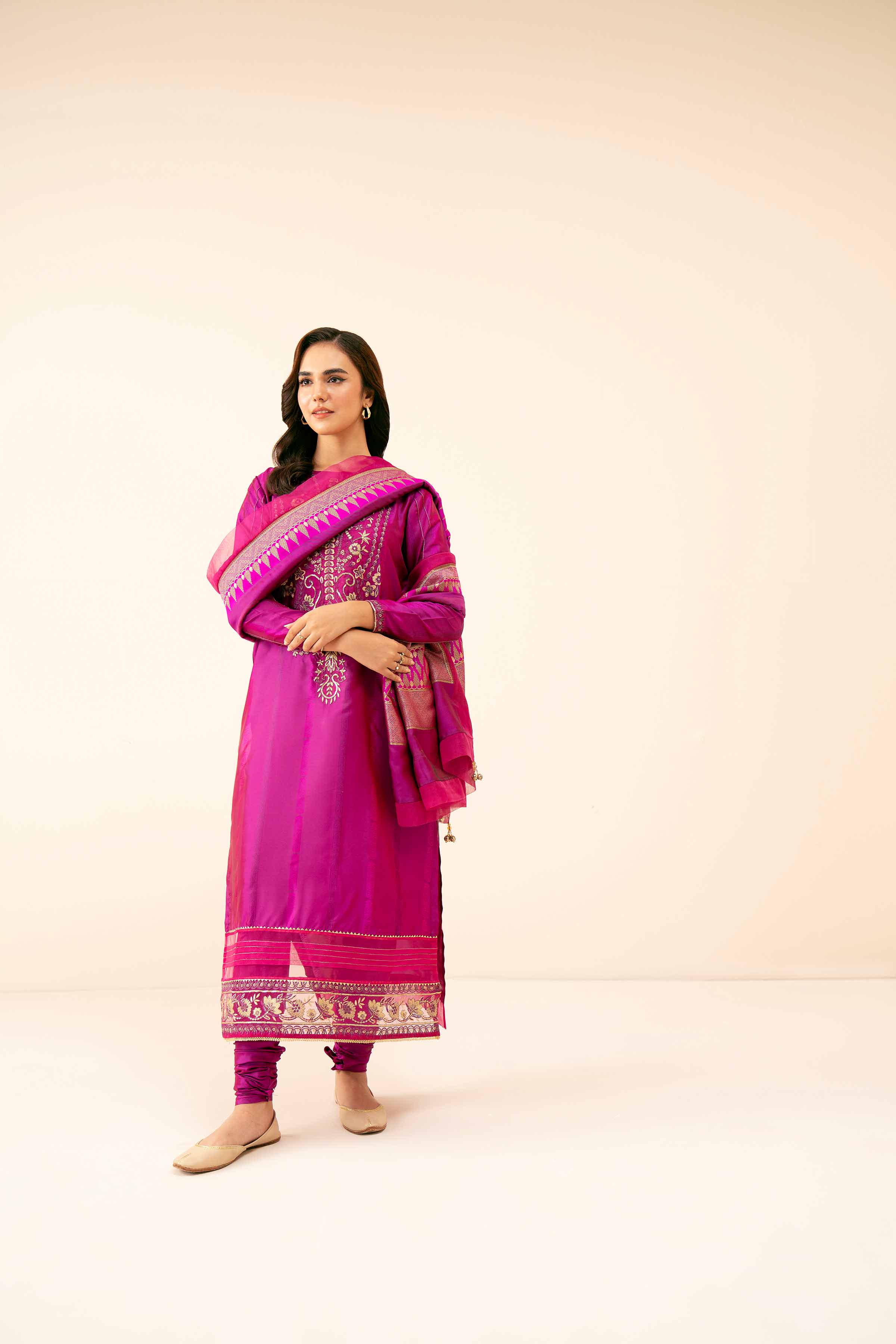 3 Piece - Yarn Dyed Jacquard Embroidered Suit - 42404645 - Image 5