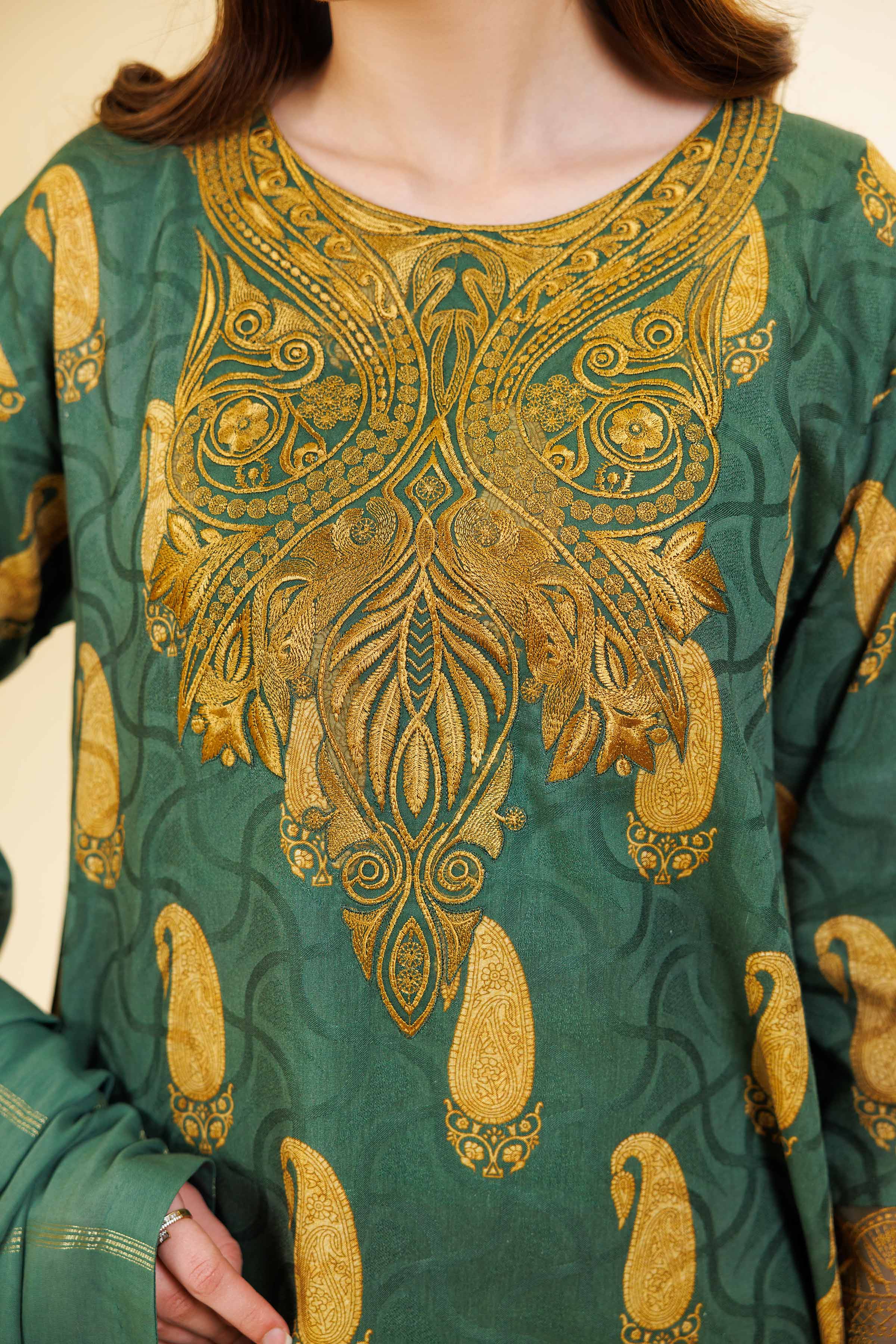 3 Piece - Digital Printed Jacquard Embroidered Suit - 42501302 - Image 4