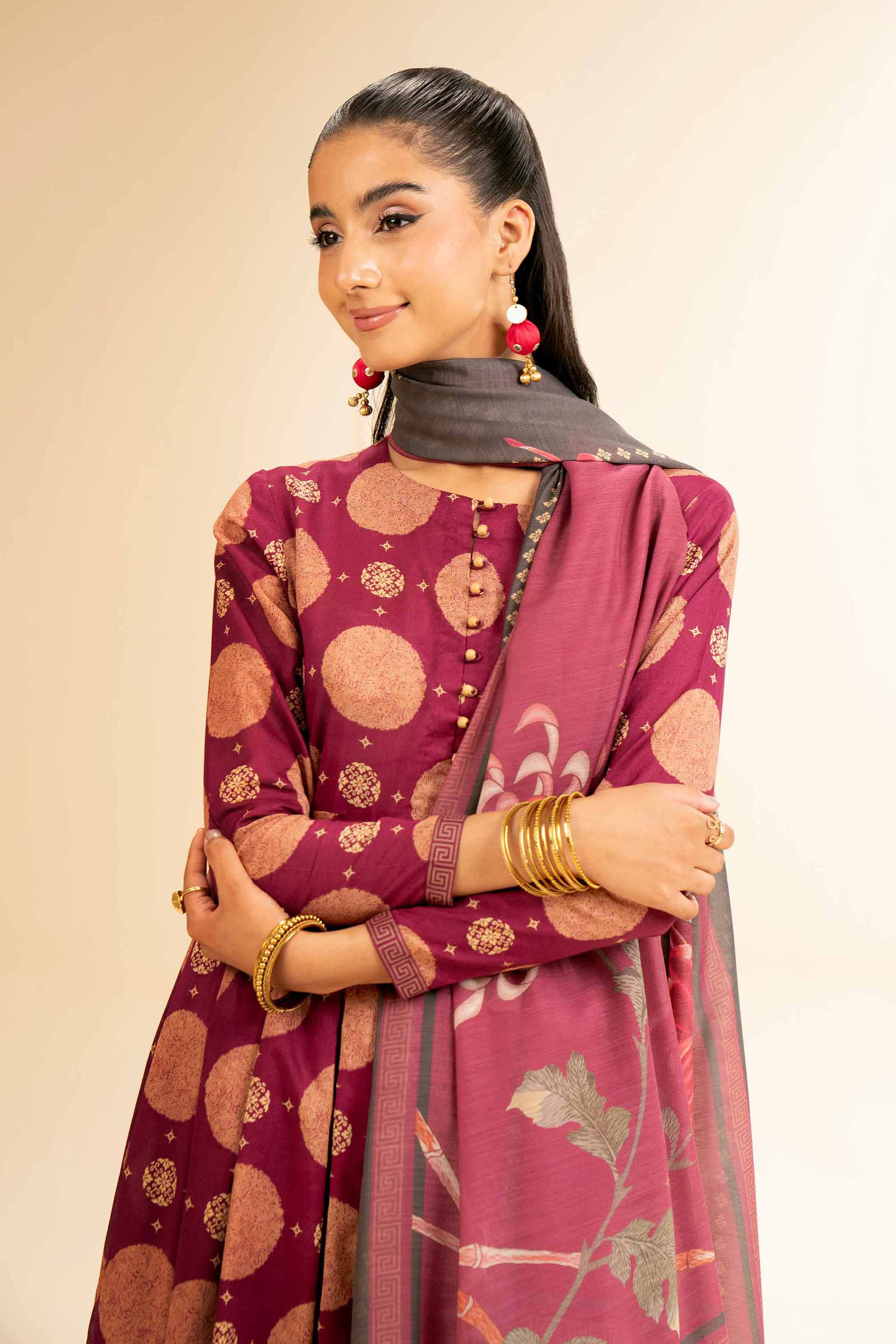 3 Piece - Printed Embroidered Suit - 42501315 - Image 2