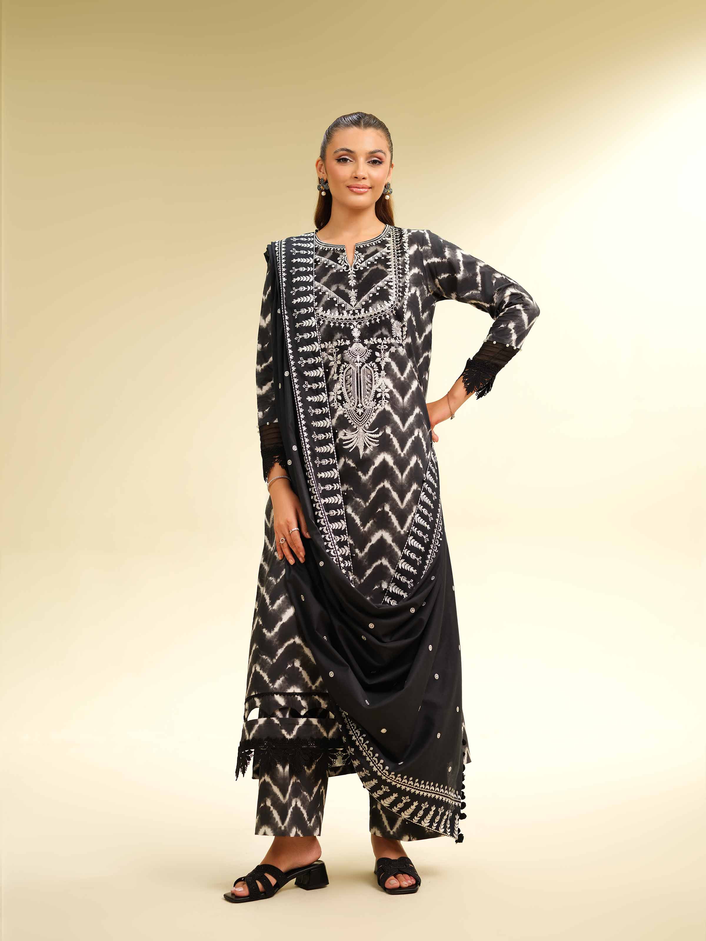 3 Piece - Printed Embroidered Suit - 42501365 - Image 5