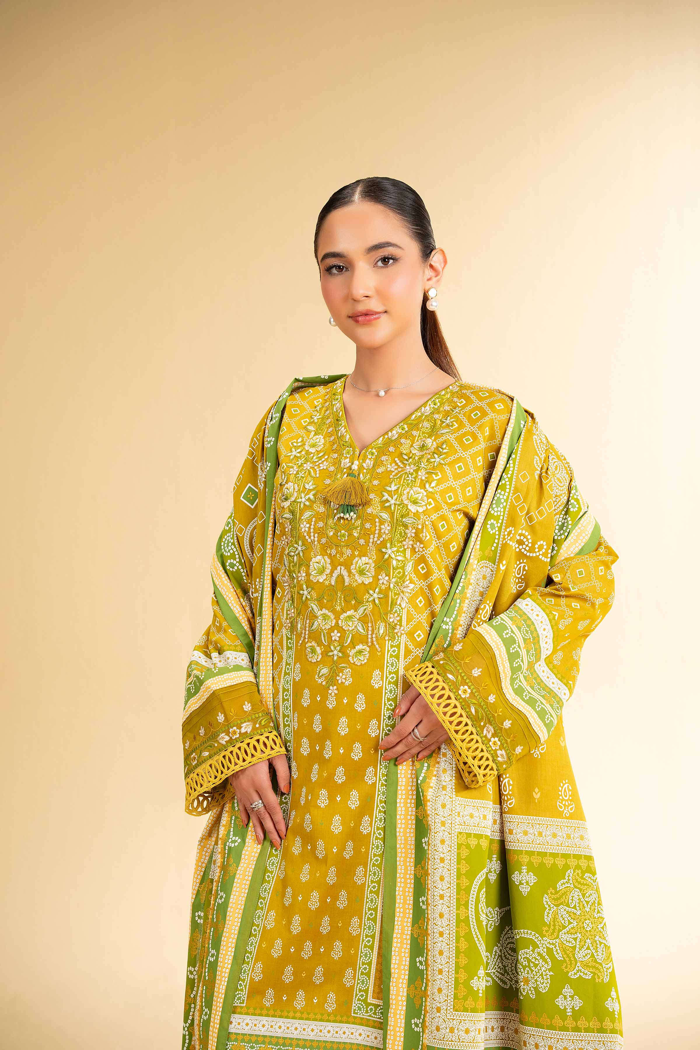 3 Piece - Flatbed Paste Embroidered Suit - 42501659 - Image 5