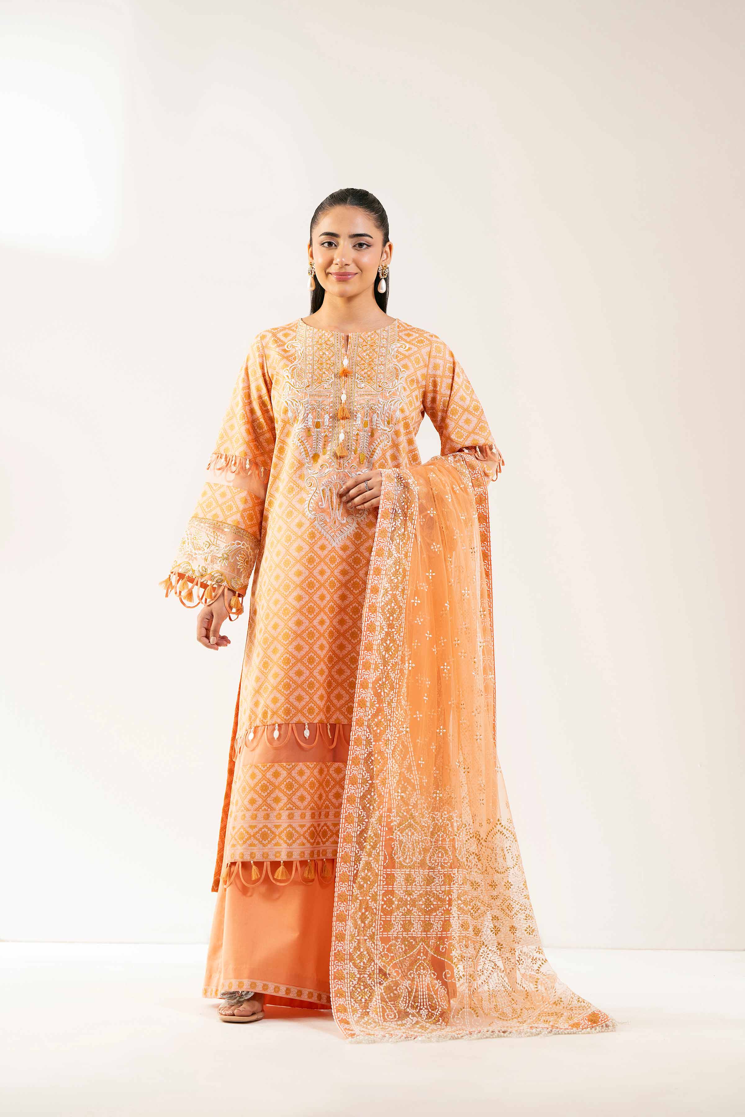 3 Piece - Paste Printed Embroidered Suit - 42501856 - Image 5