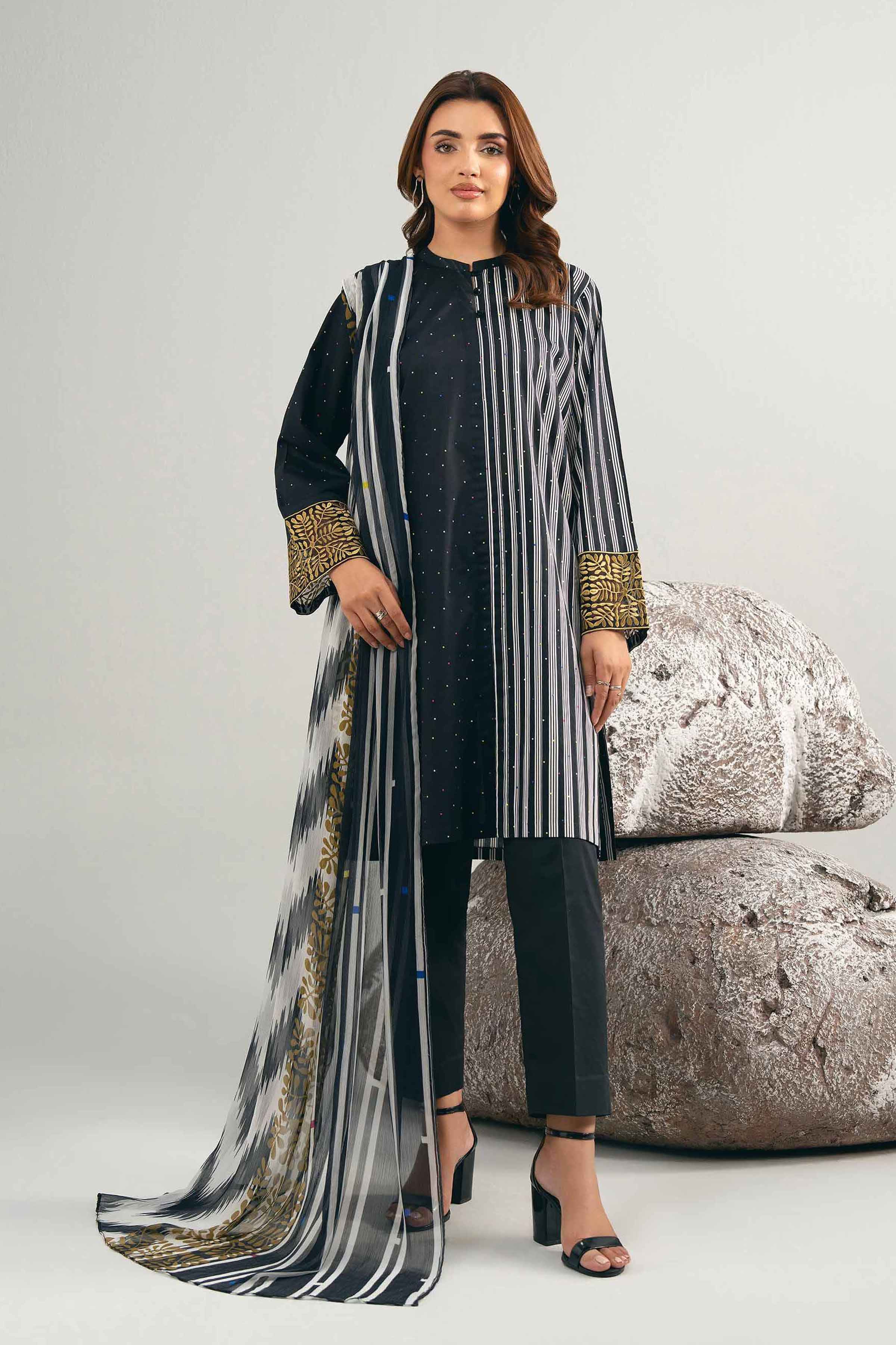 3 Piece - Printed Embroidered Suit - 42502030 - Image 5