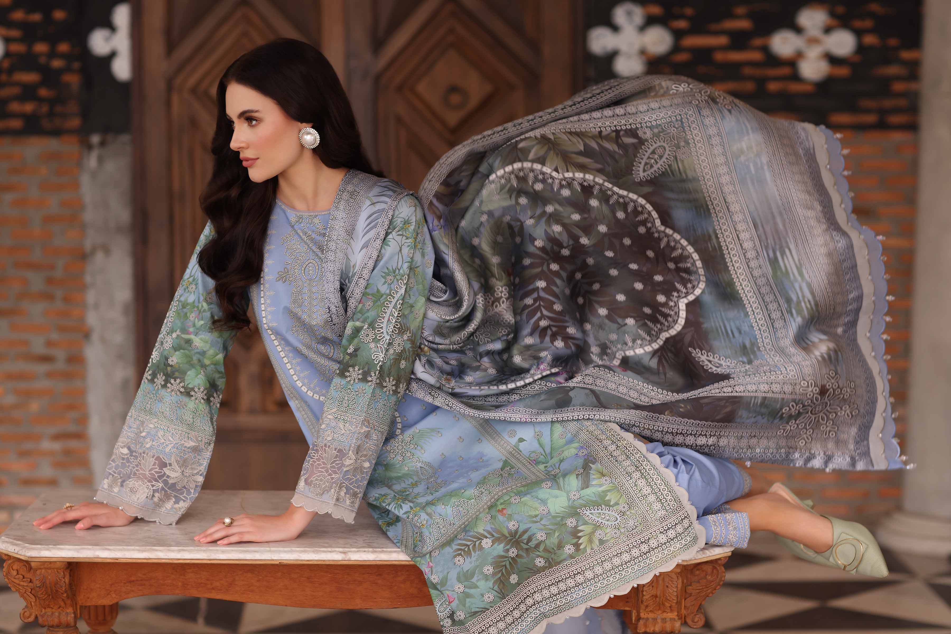 3 Piece - Digital Printed Embroidered Suit - 42502221 - Image 10