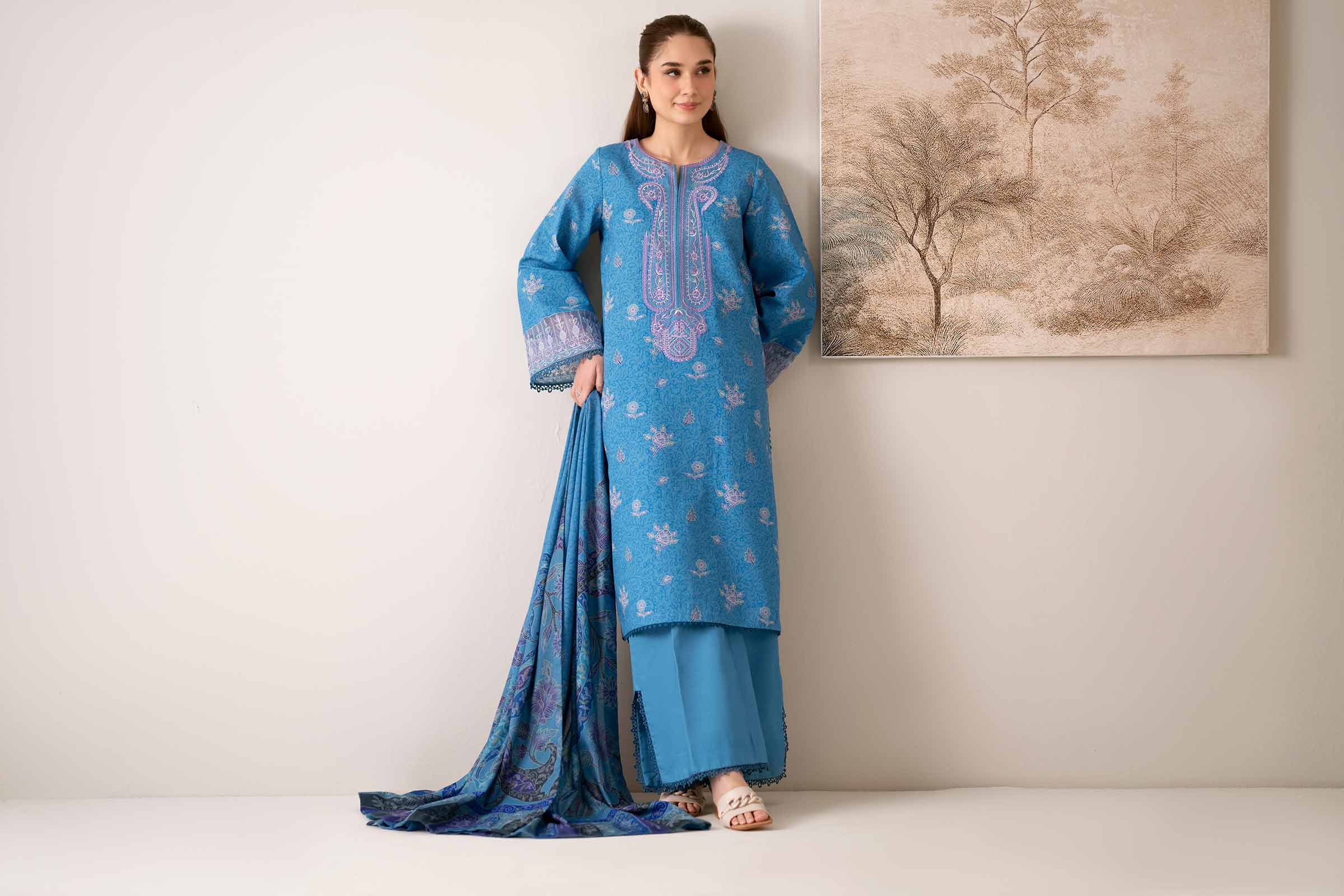 3 Piece - Digital Printed Embroidered Suit - 42502577 - Image 5