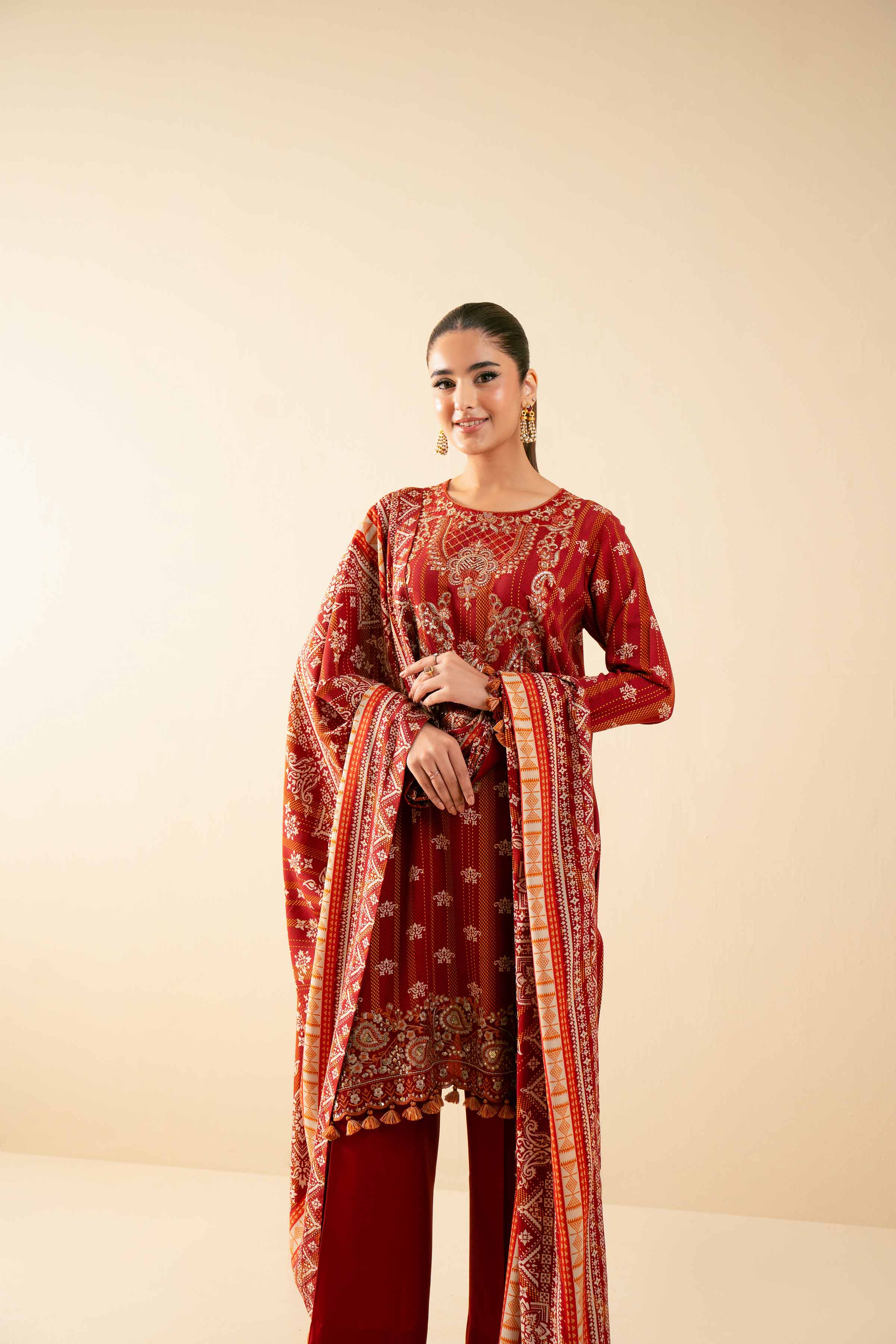 3 Piece - Printed Embroidered Suit - 42502827 - Image 4