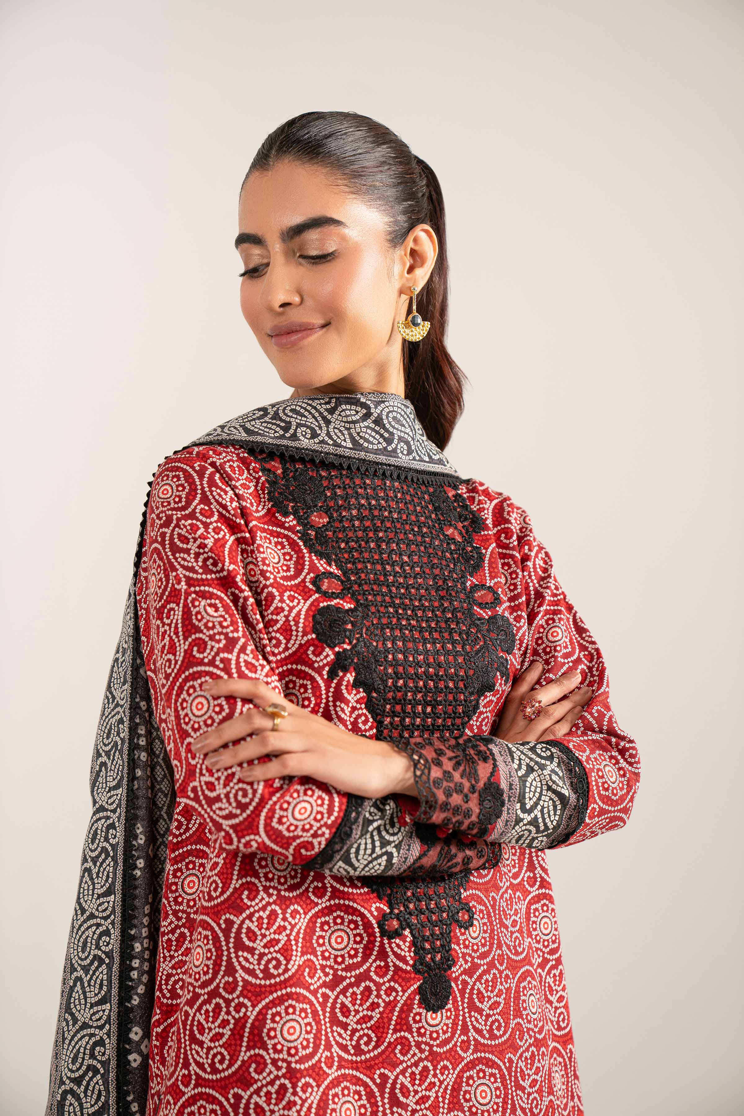 3 Piece - Printed Embroidered Suit - 42502936 - Image 5