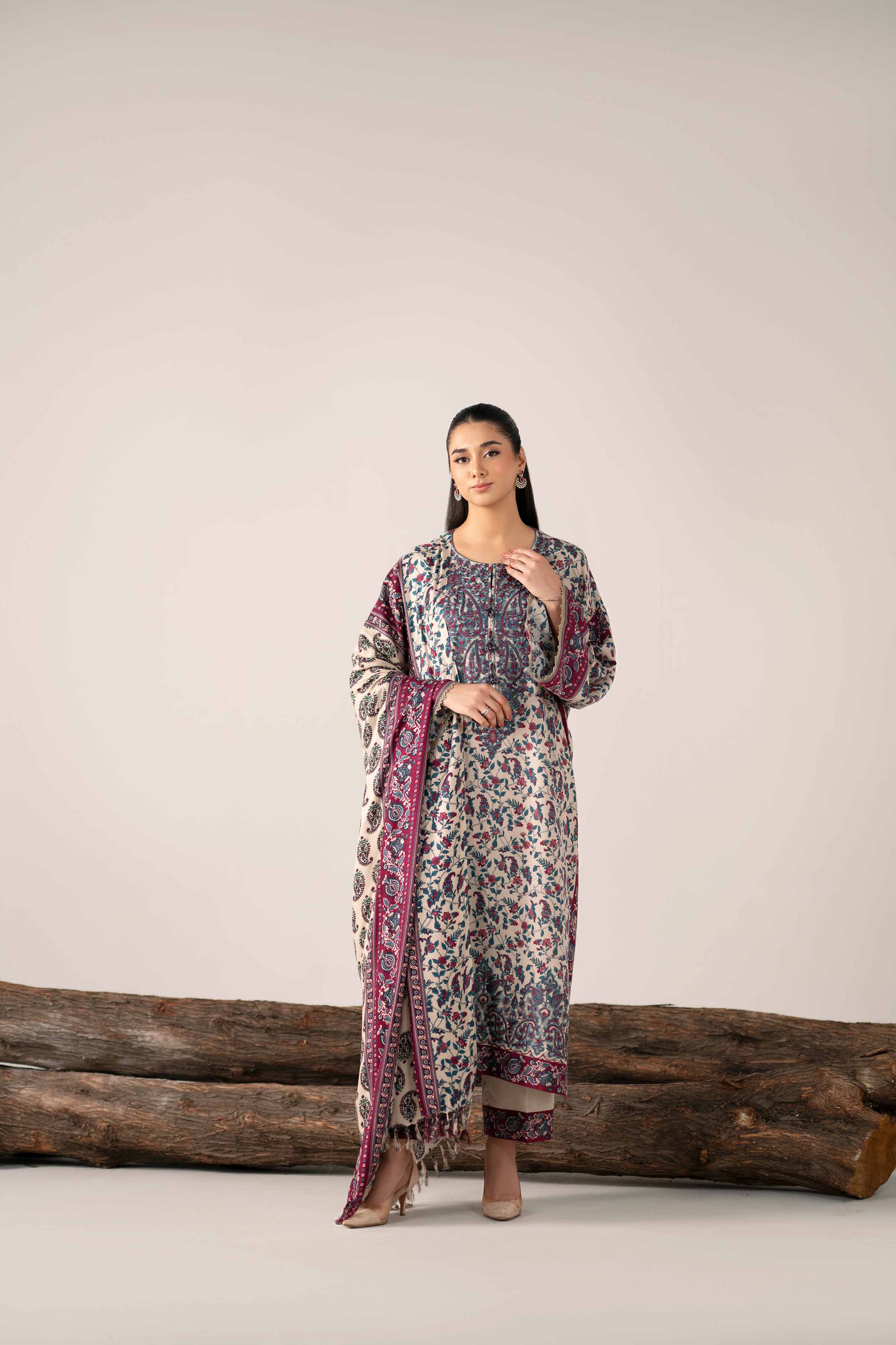 3 Piece - Printed Embroidered Suit - 42503527 - Image 4