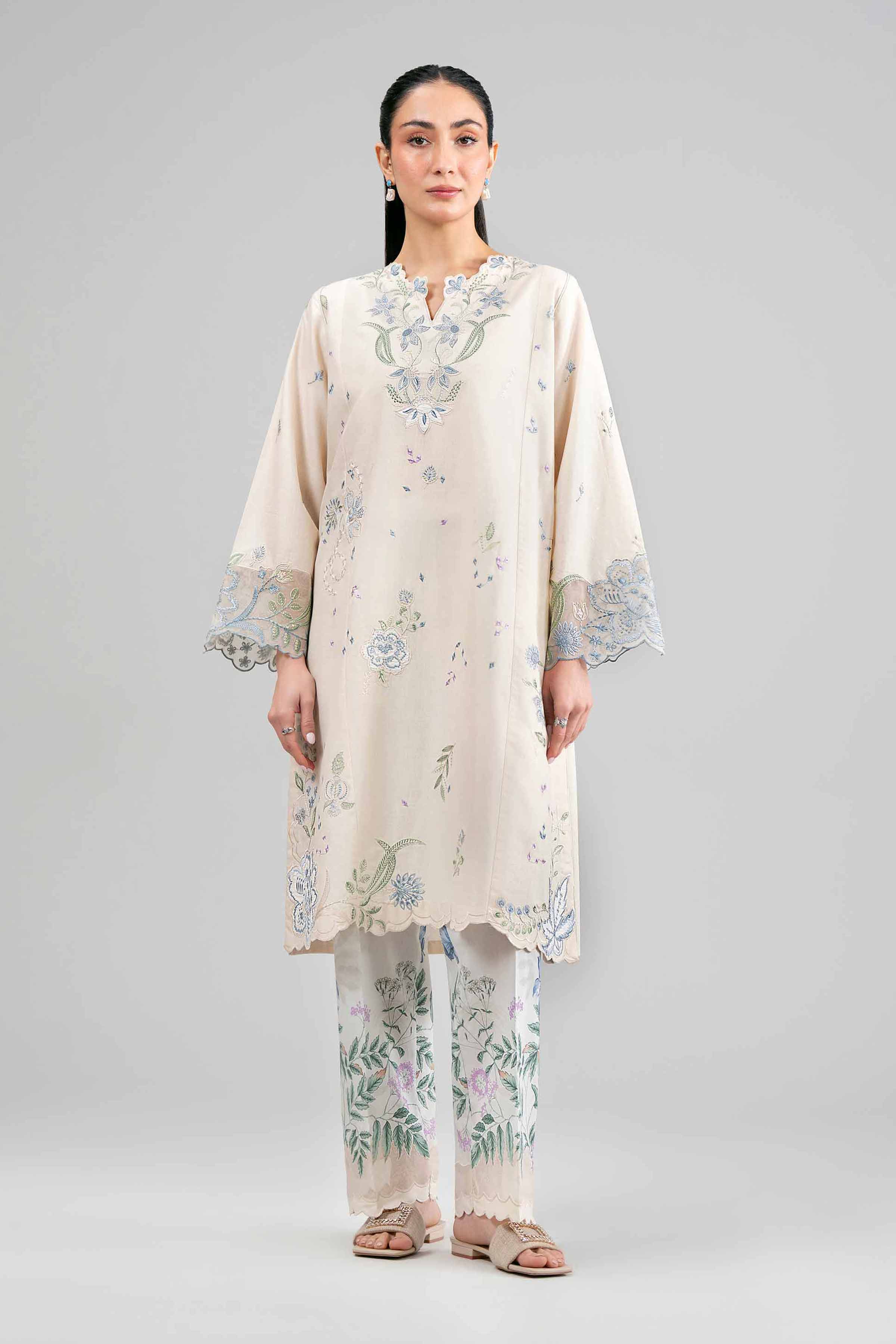 2 Piece - Digital Printed Embroidered Suit - 42601423