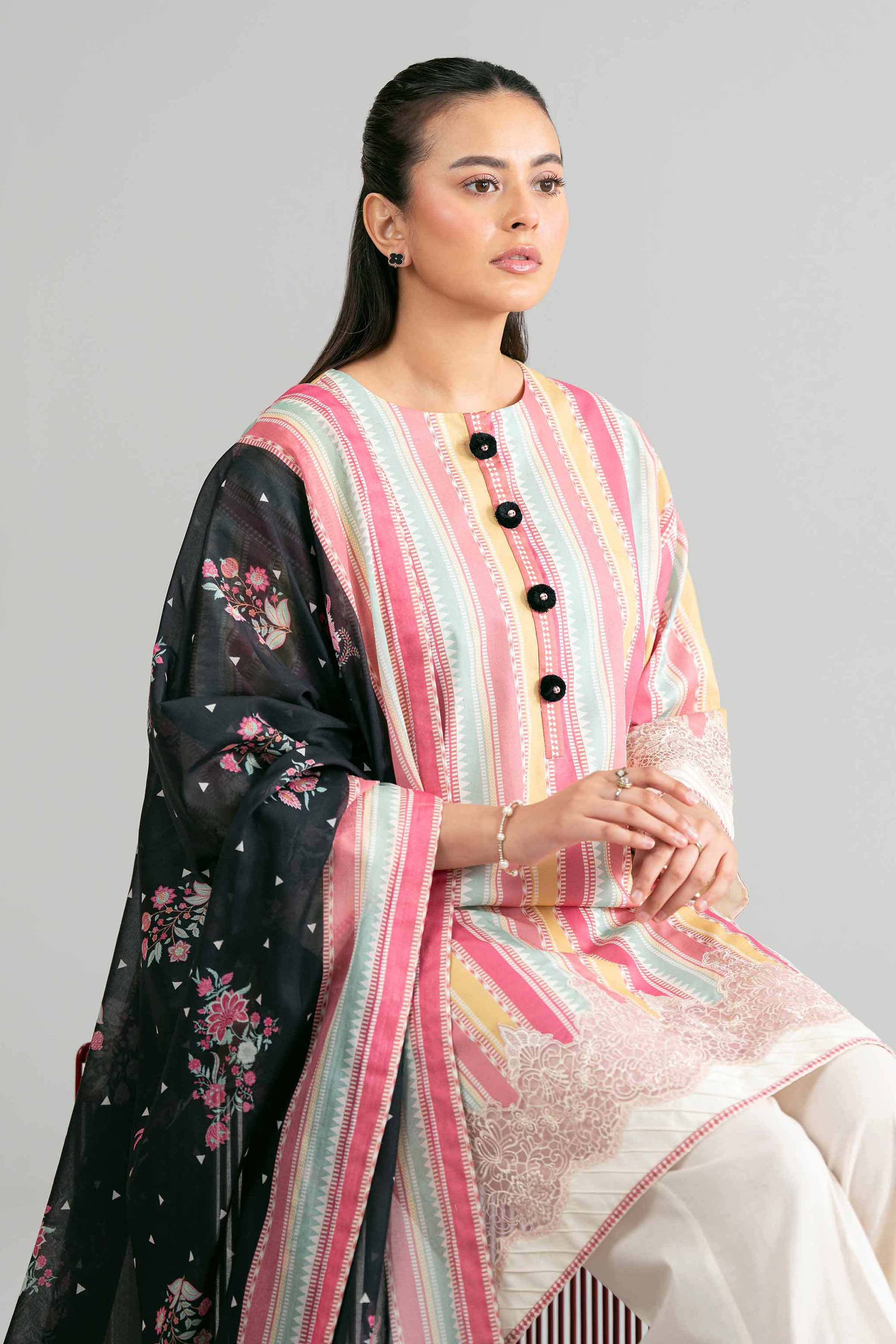 3 Piece - Printed Embroidered Suit - 42601855 - Image 2