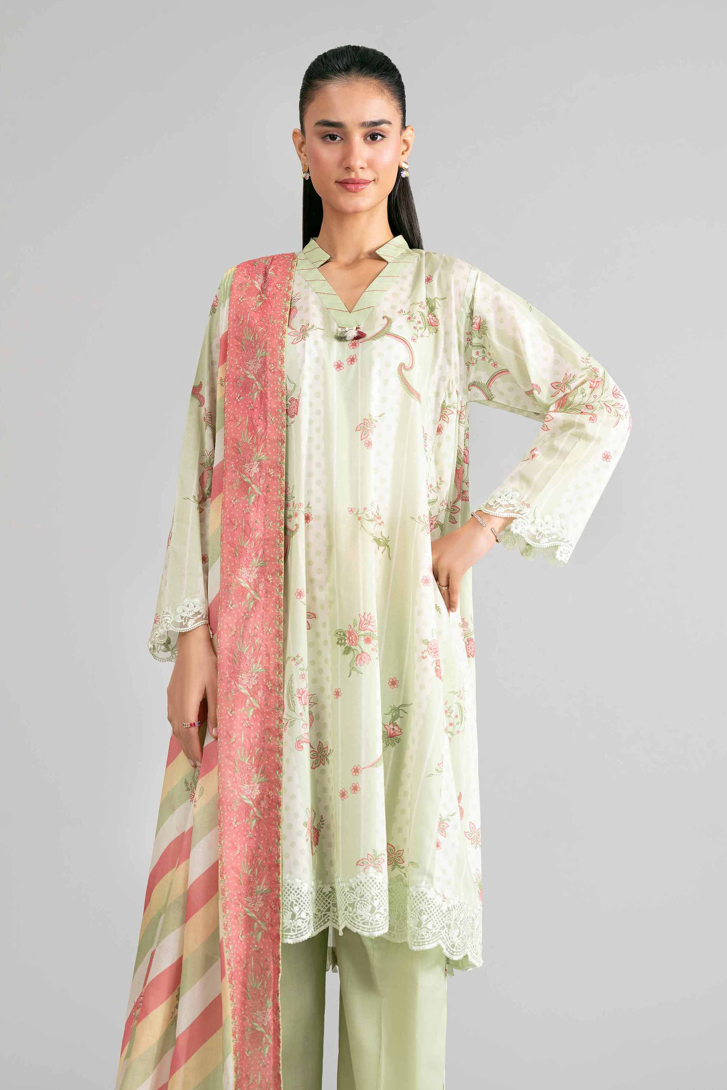 3 Piece - Printed Embroidered Suit - 42601856 - Image 2