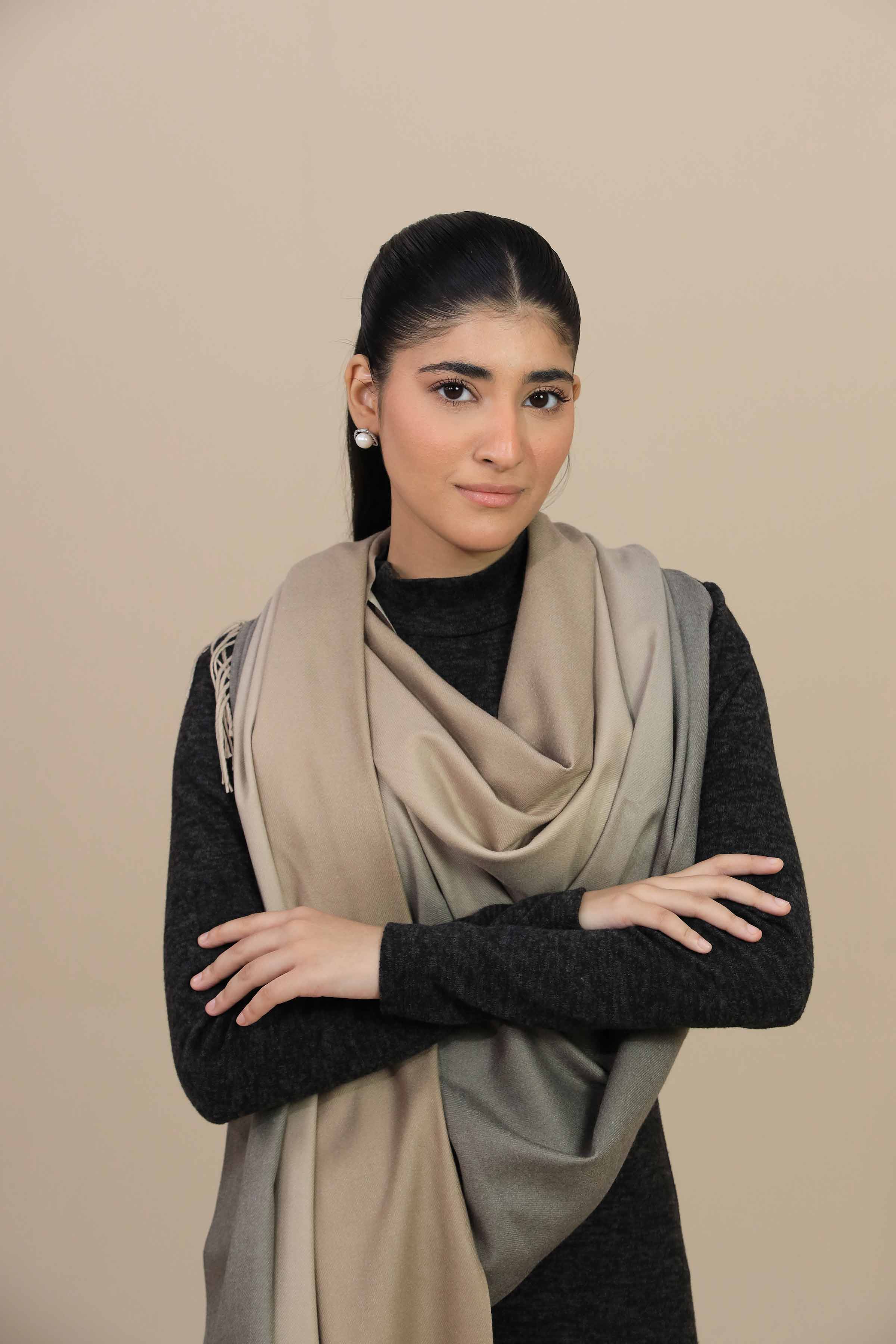 Khaki Women Shawl-446142130 - Image 2