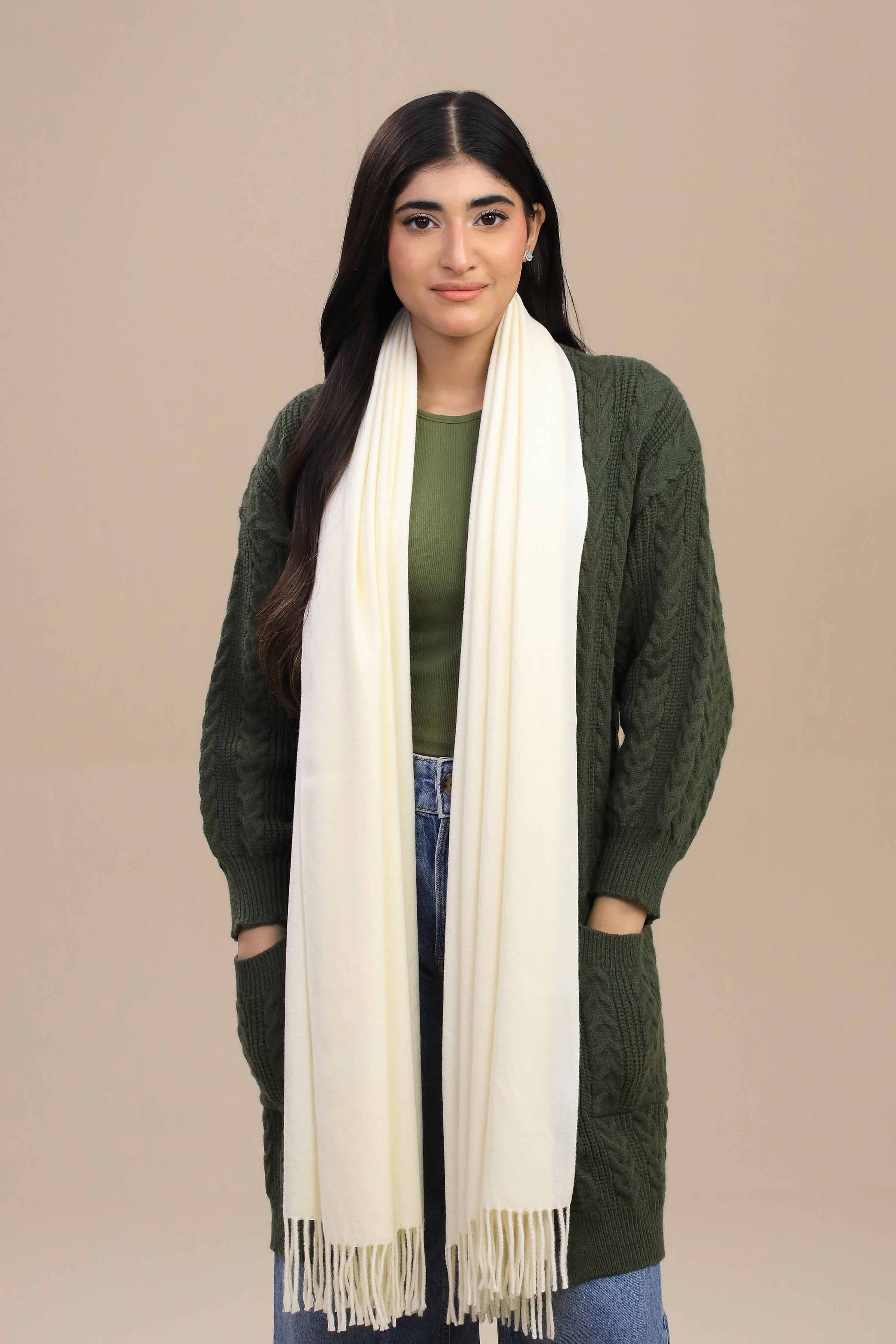 Off white Women Shawl-446022107 - Image 3