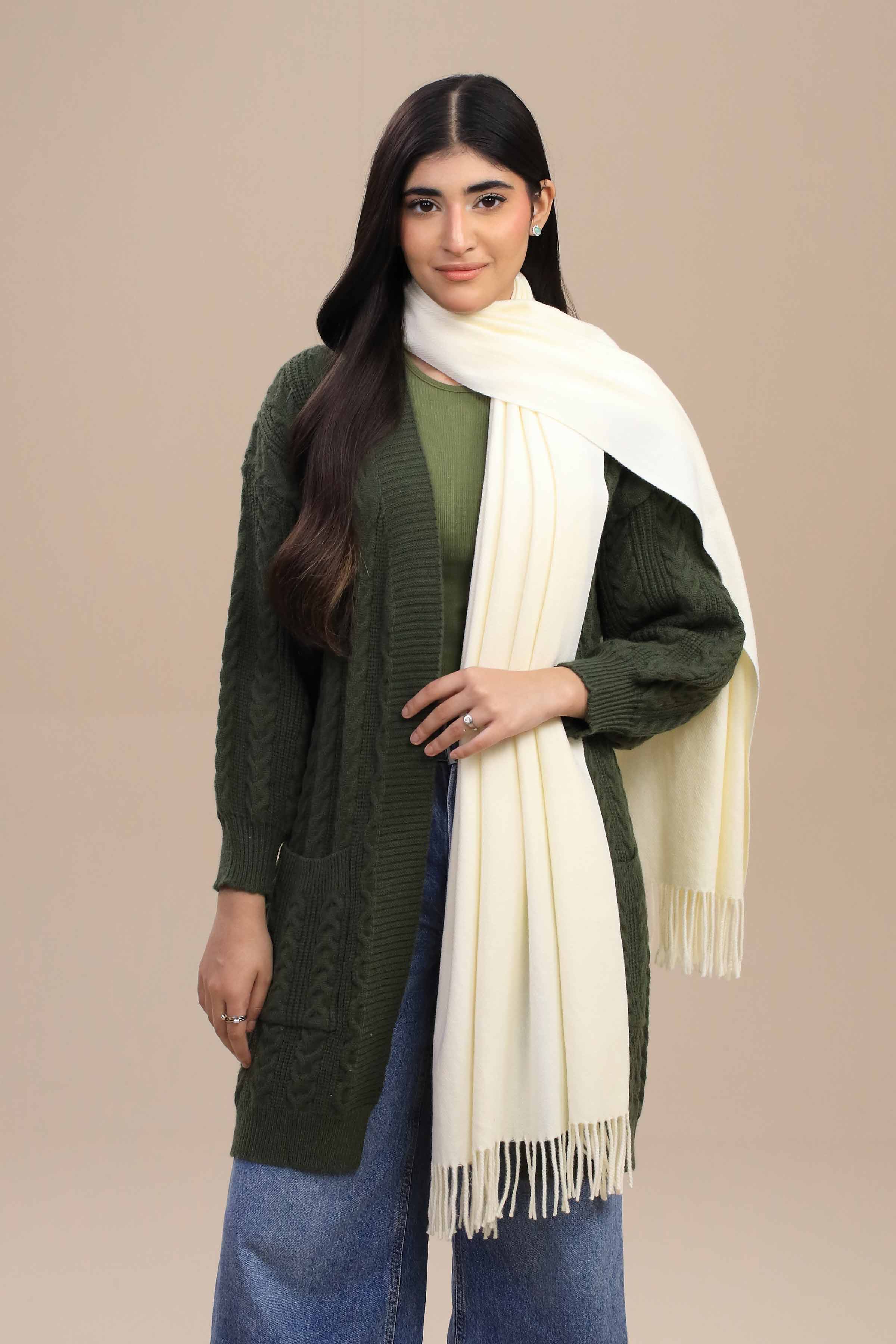 Off white Women Shawl-446022107 - Image 4