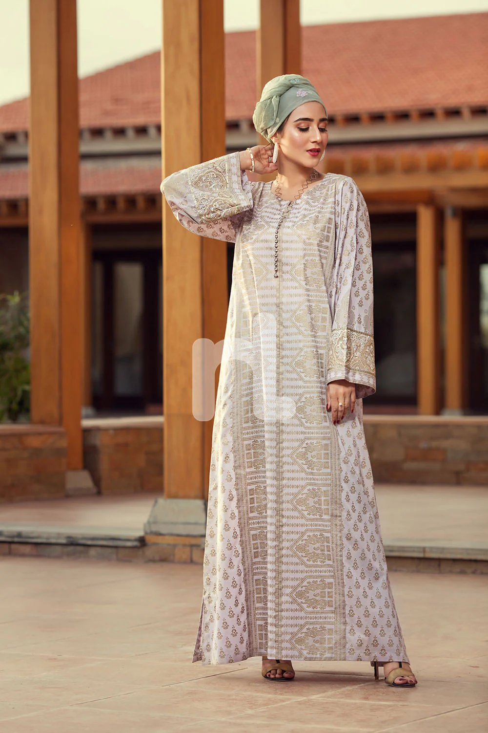 DE19-31 Pink Digital Printed Stitched Cambric Fustaan - 1PC