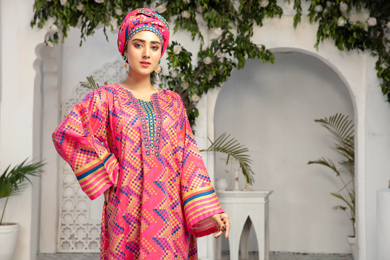 DE20-26 Printed Embroidered Stitched Fustaan  1PC - Image 5