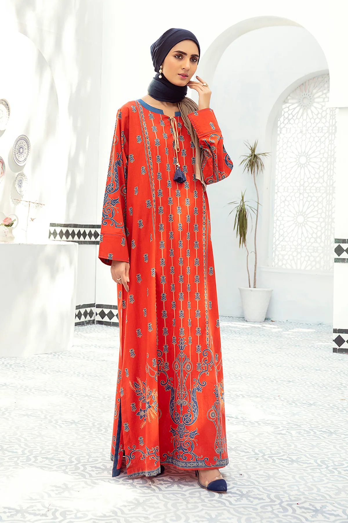 DE21-30-Stylized Neckline & Adda Detailing Stitched Fustaan-1PC - Image 2