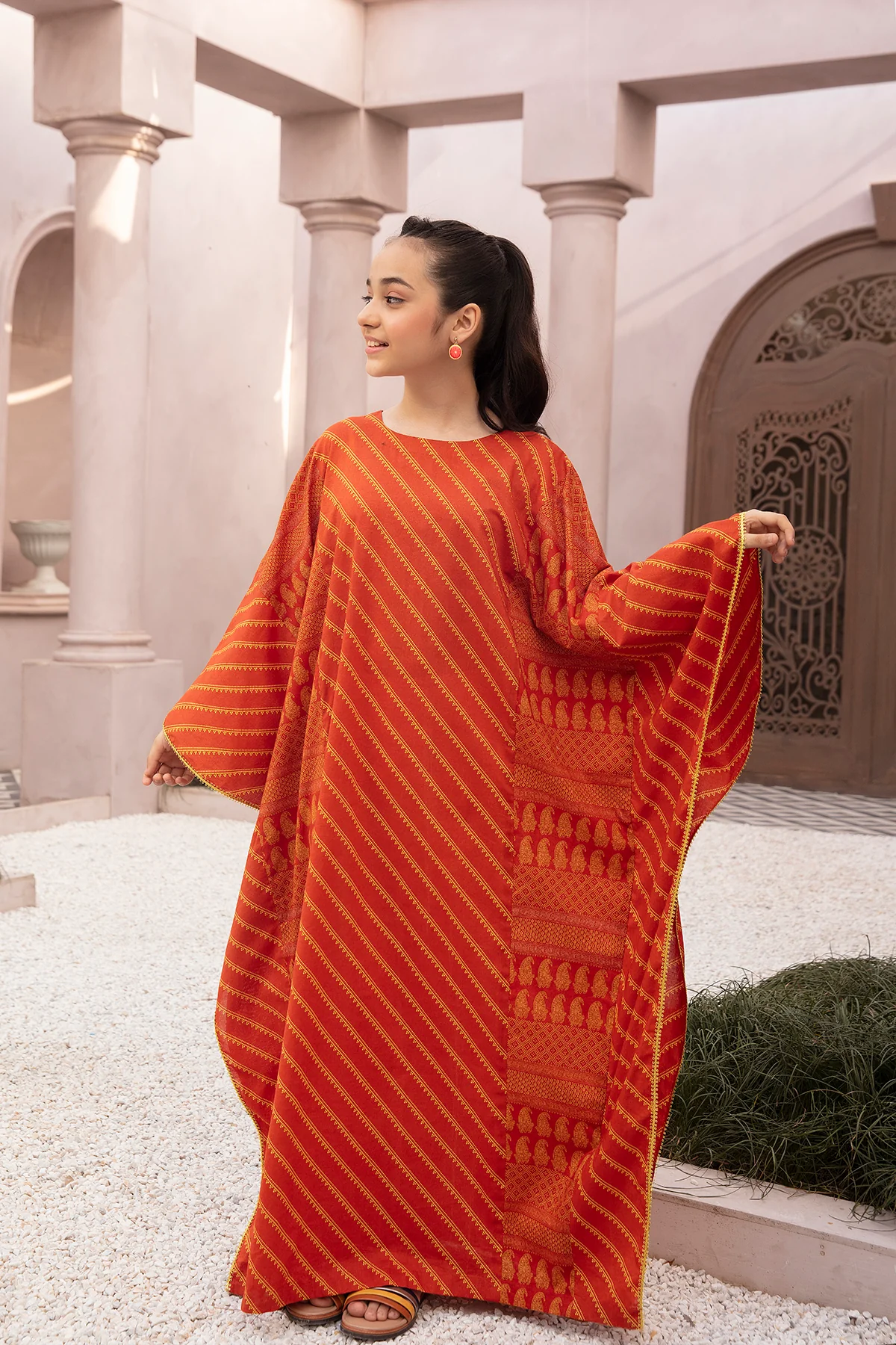 DE22-39-Printed Kaftan Fustaan 1PC - Image 3