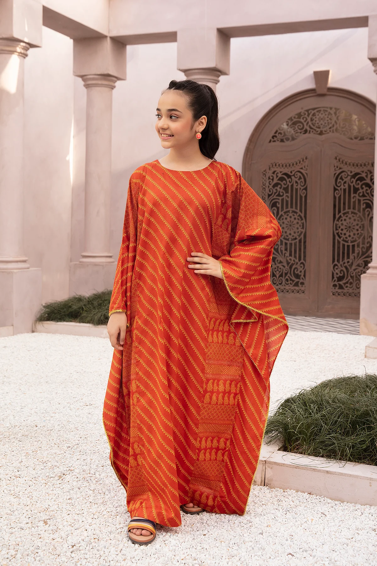 DE22-39-Printed Kaftan Fustaan 1PC - Image 4
