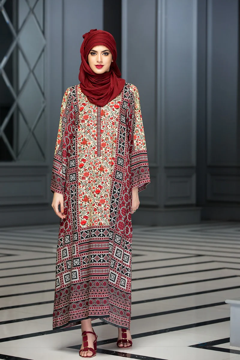 DS18-08 Maroon Colored Basic Printed Fustaan