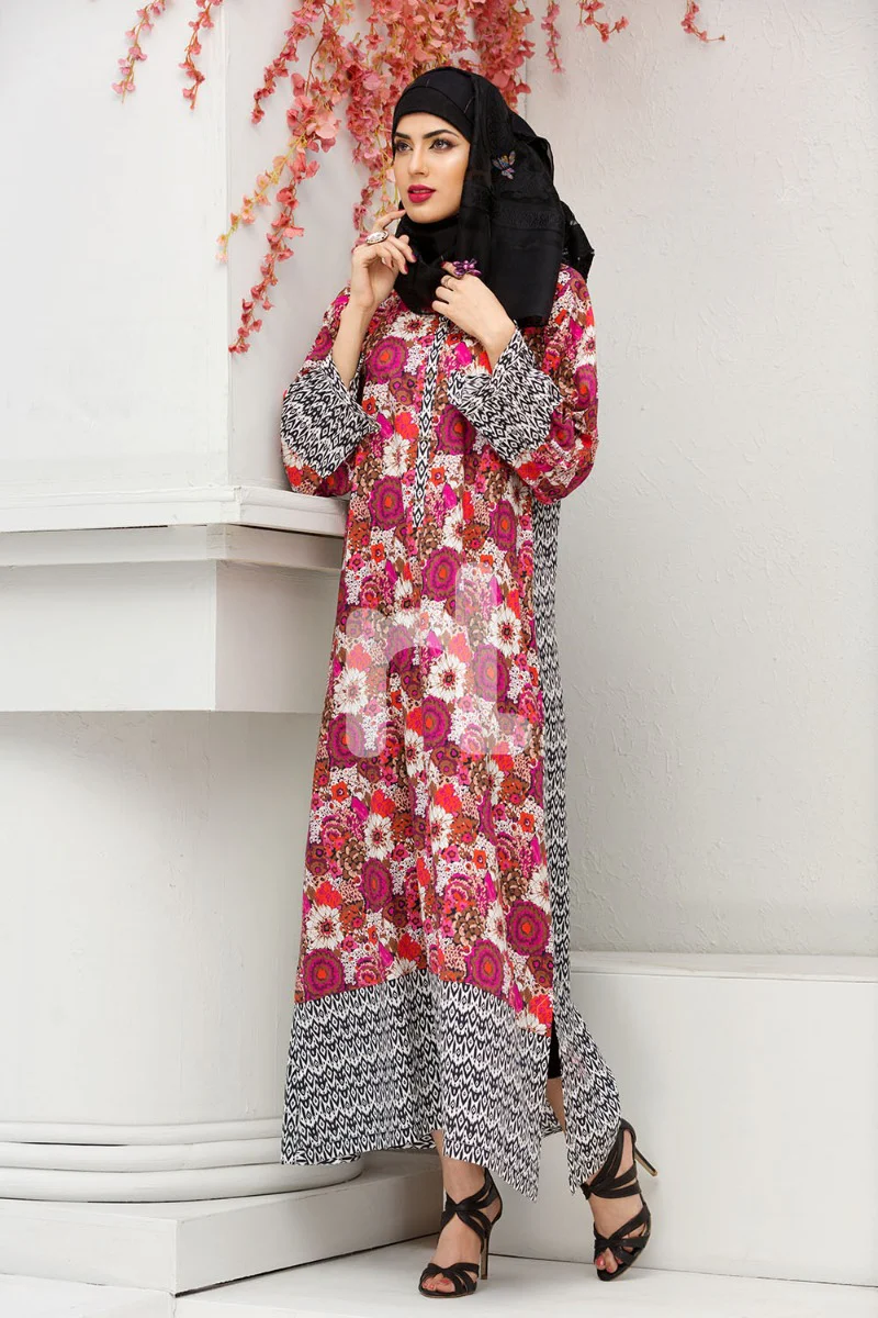 DS18-80 Maroon Digital Printed Stitched Fustaan - 1PC