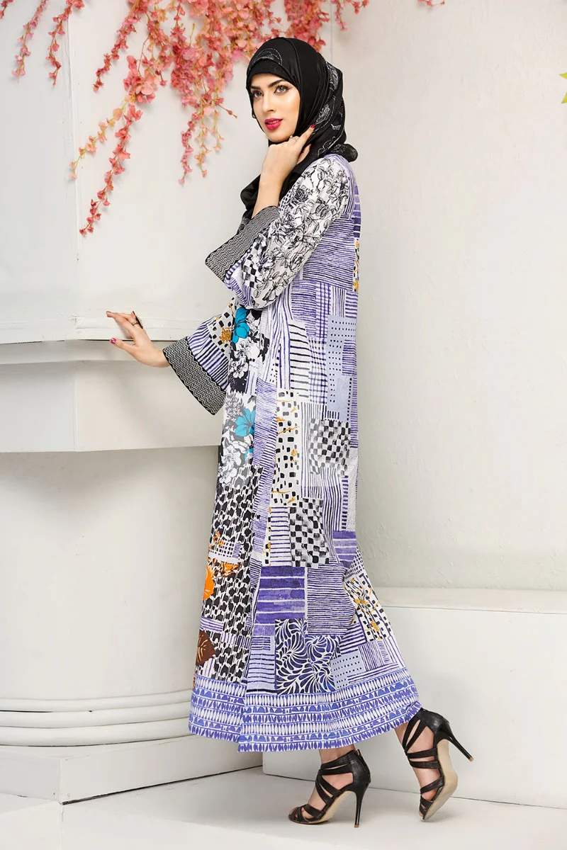 DS18-87 Digital Printed Stitched Fustaan - 1PC - Image 2