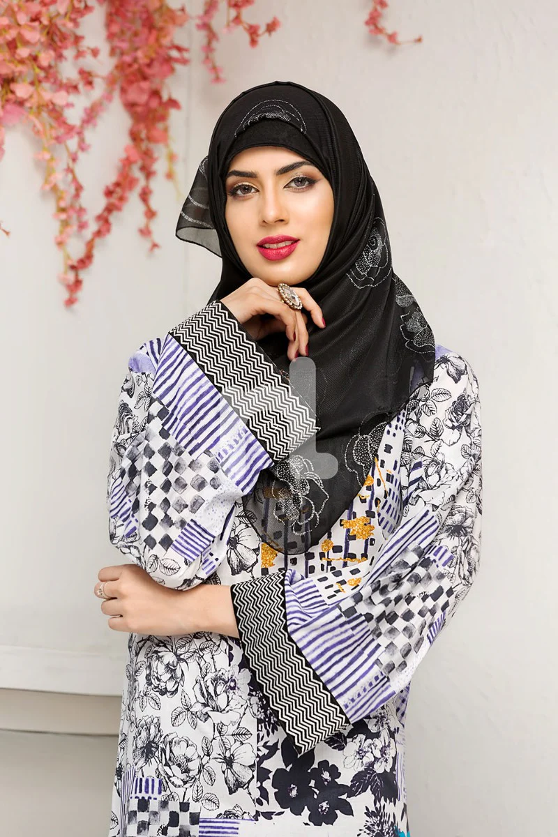 DS18-87 Digital Printed Stitched Fustaan - 1PC - Image 3