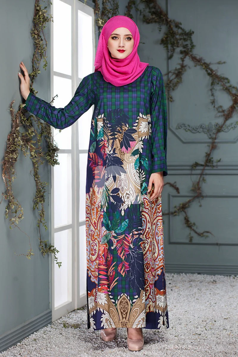 DS18-92 Blue Digital Printed Stitched Lawn Fustaan