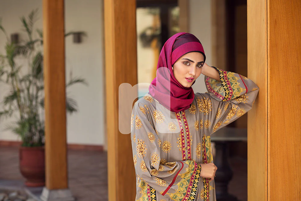 DS19-67 Light Brown Digital Printed Stitched Fustaan - 1PC - Image 3