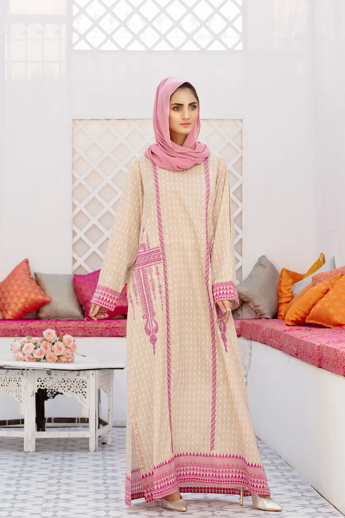 DS20-55 Printed Stitched Fustaan  1PC