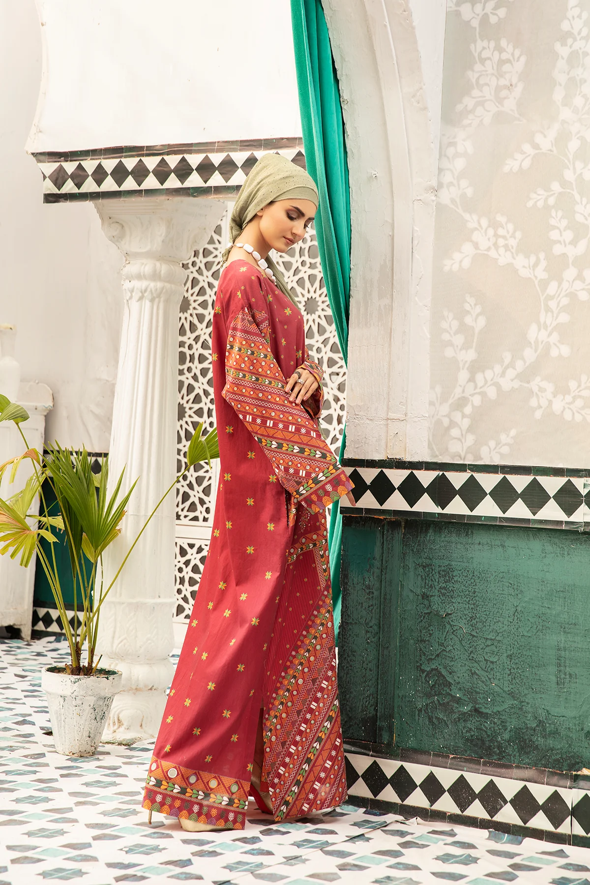 DS20-73 Printed Stitched Fustaan  1PC - Image 2