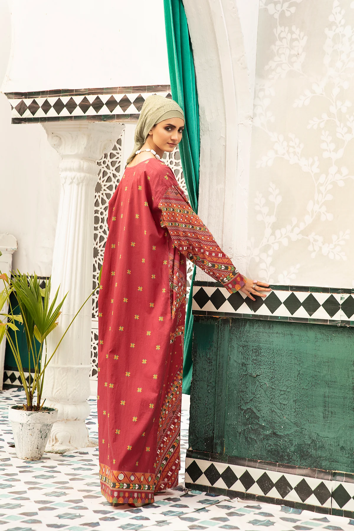 DS20-73 Printed Stitched Fustaan  1PC - Image 3