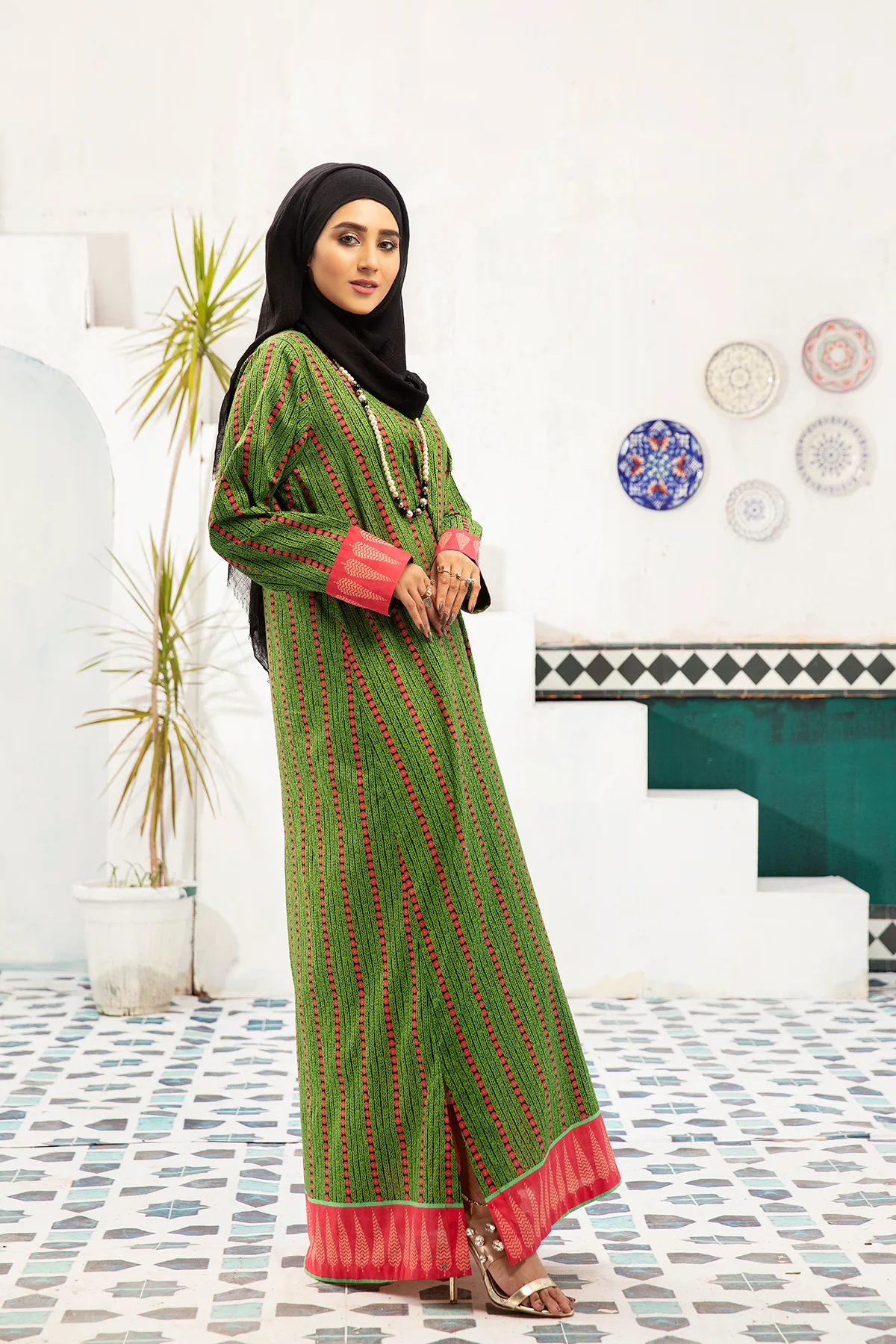 DS20-76 Printed Stitched Fustaan  1PC - Image 2