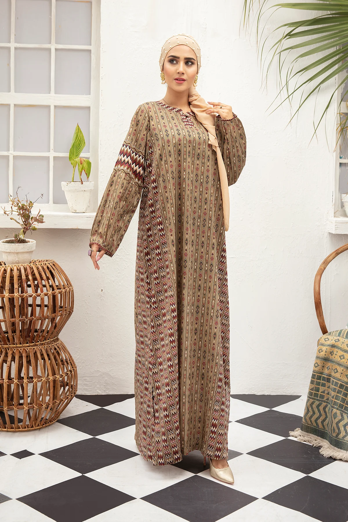 DS21-101-Digital Lawn Stitched Fustaan with Mask - 1PC