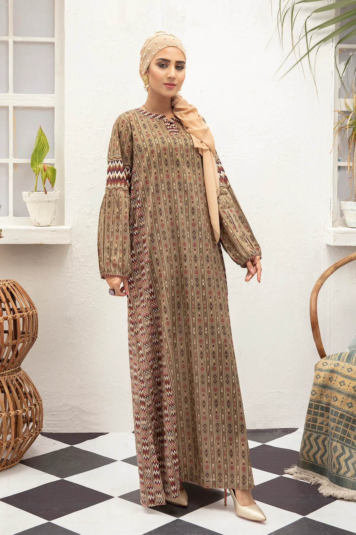 DS21-101-Digital Lawn Stitched Fustaan with Mask - 1PC - Image 2