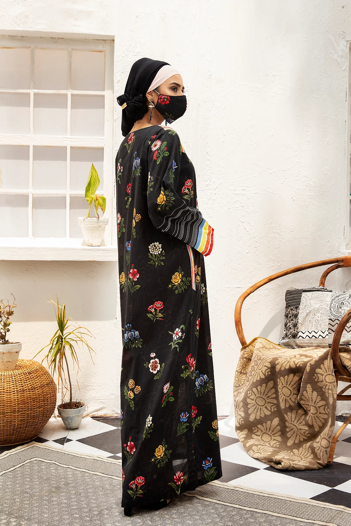 DS21-105-Digital Cambric Stitched Fustaan  1PC - Image 3