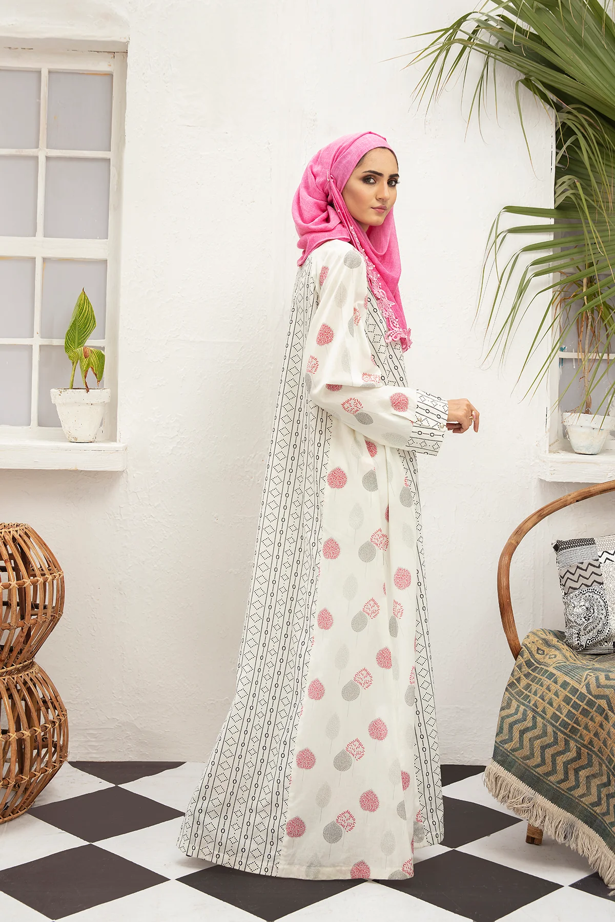 DS21-118 -Digital Cambric Stitched Fustaan With Mask - 1PC - Image 2