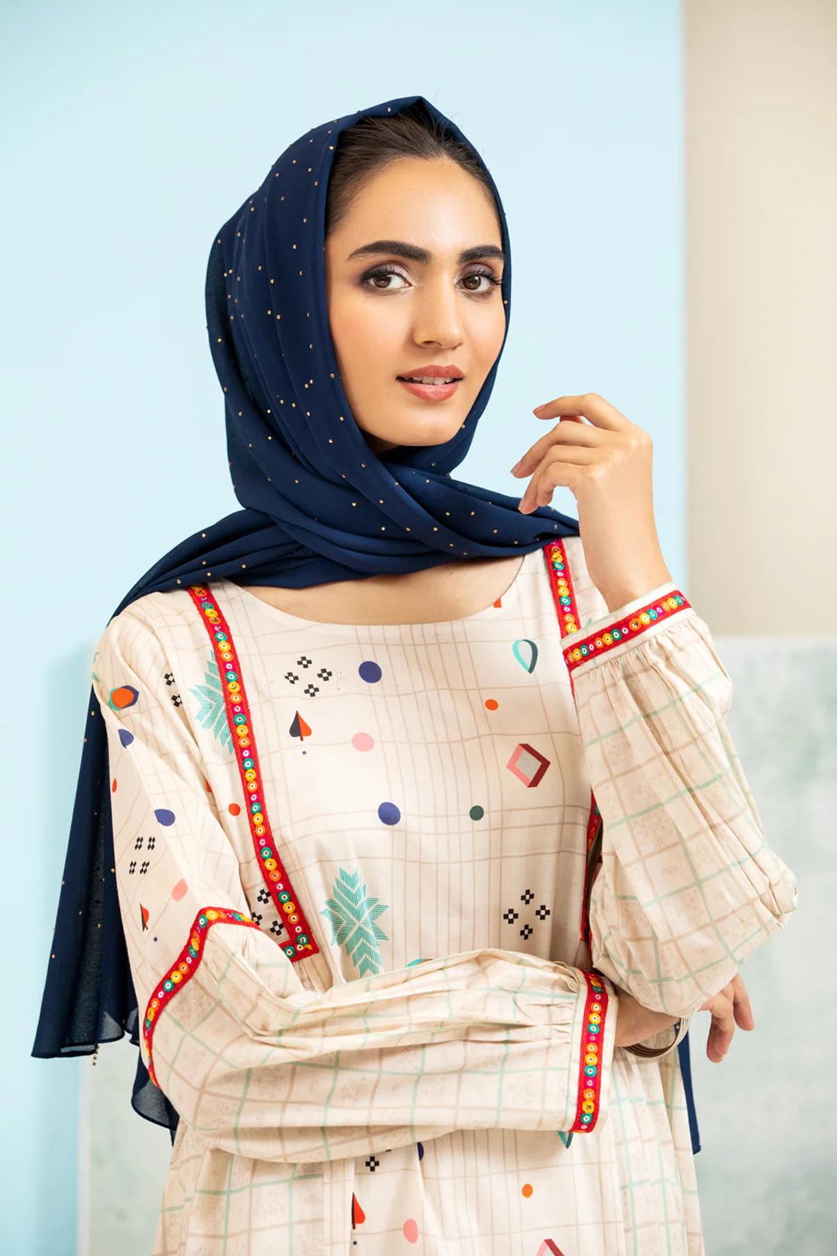 DS21-131 Printed Lawn Fustaan - Image 5