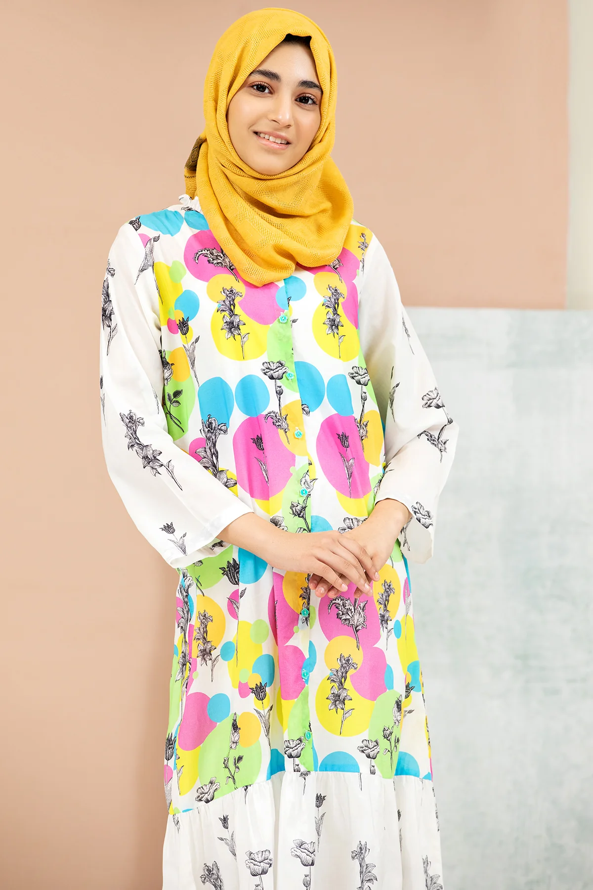 DS21-132 Mix & Match Printed Lawn Kids Fustaan - Image 3