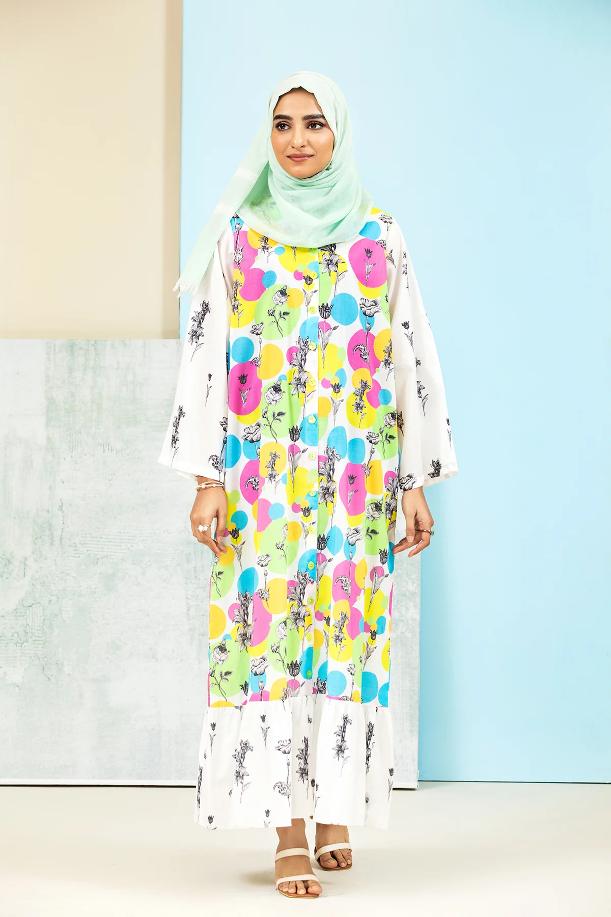 DS21-141 Printed Lawn Fustaan - Image 3