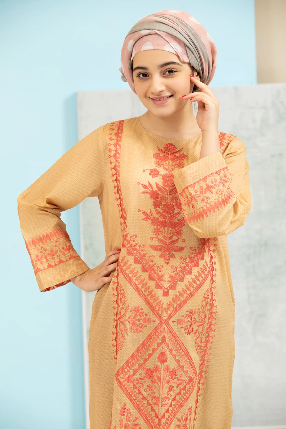 DS21-99 Embroidered Printed Lawn Kids Fustaan - Image 5