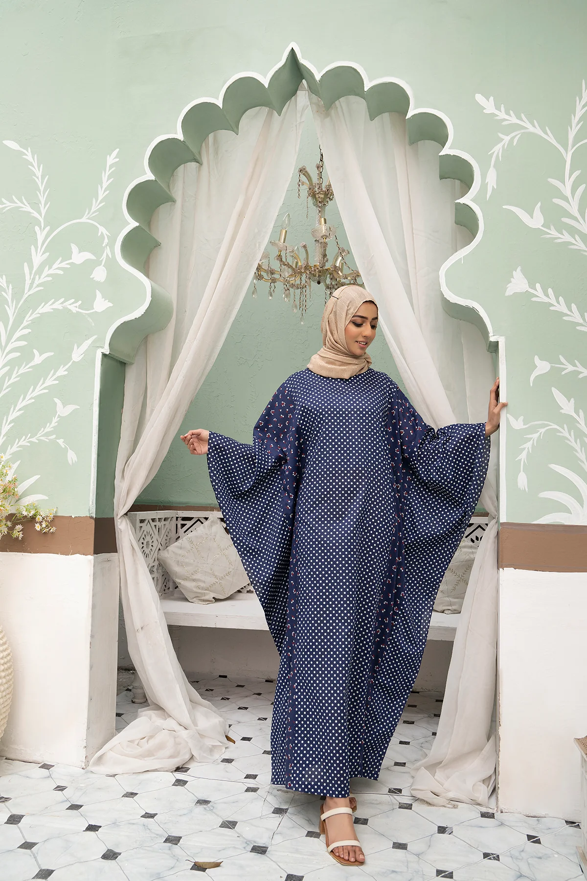 DS22-02-Printed Kaftan Cut Fustaan 1PC - Image 3