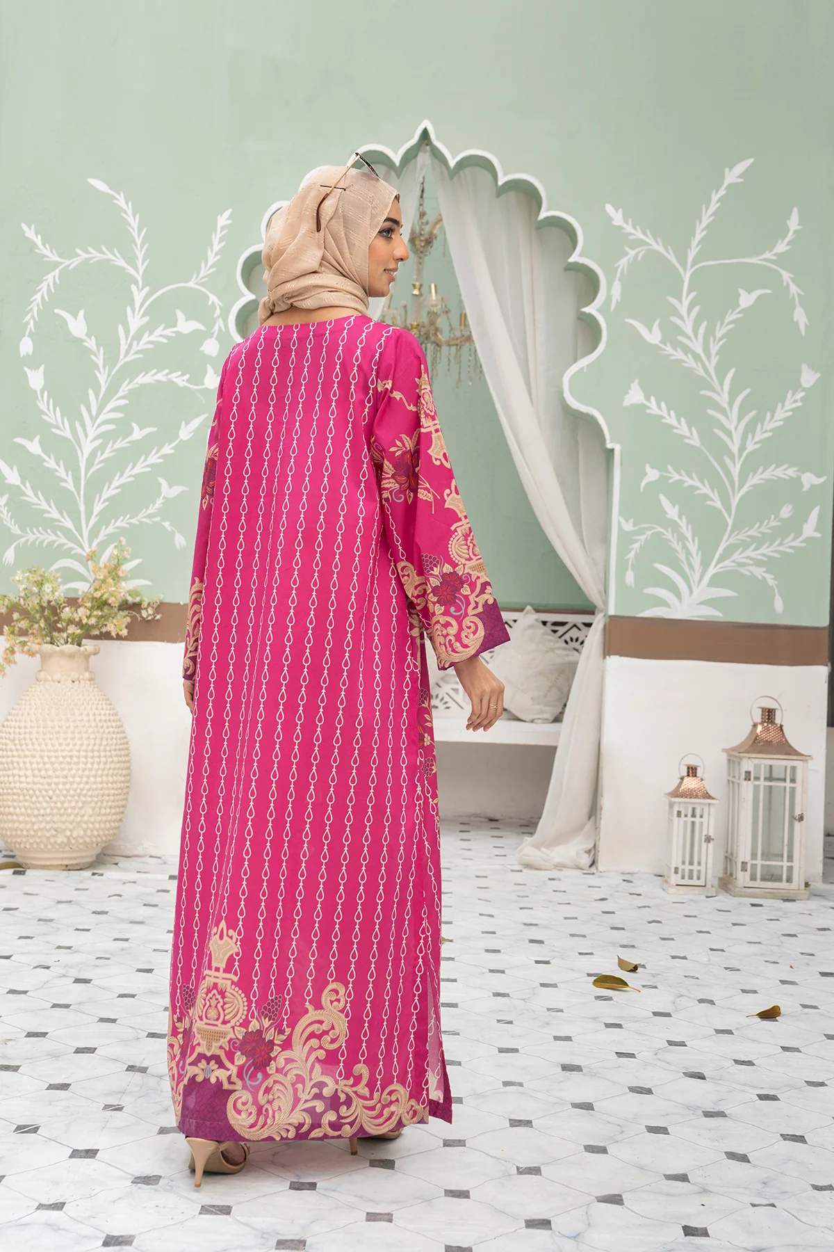 DS22-05-Printed Tassel Detailing Fustaan 1PC - Image 2