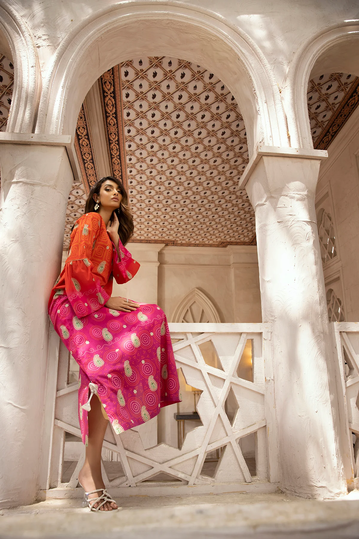 DS22-101-Neck Detailing Printed Fustaan 1PC - Image 4
