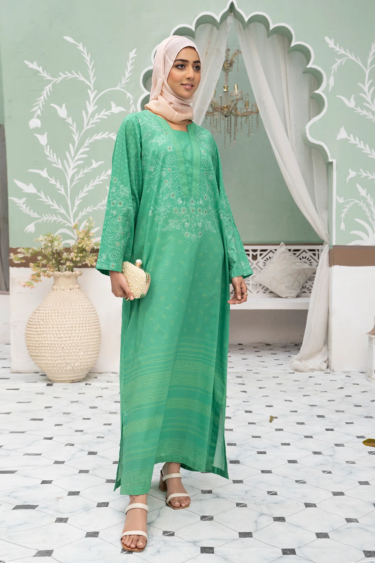 DS22-19-Printed Long Fustaan 1PC - Image 3