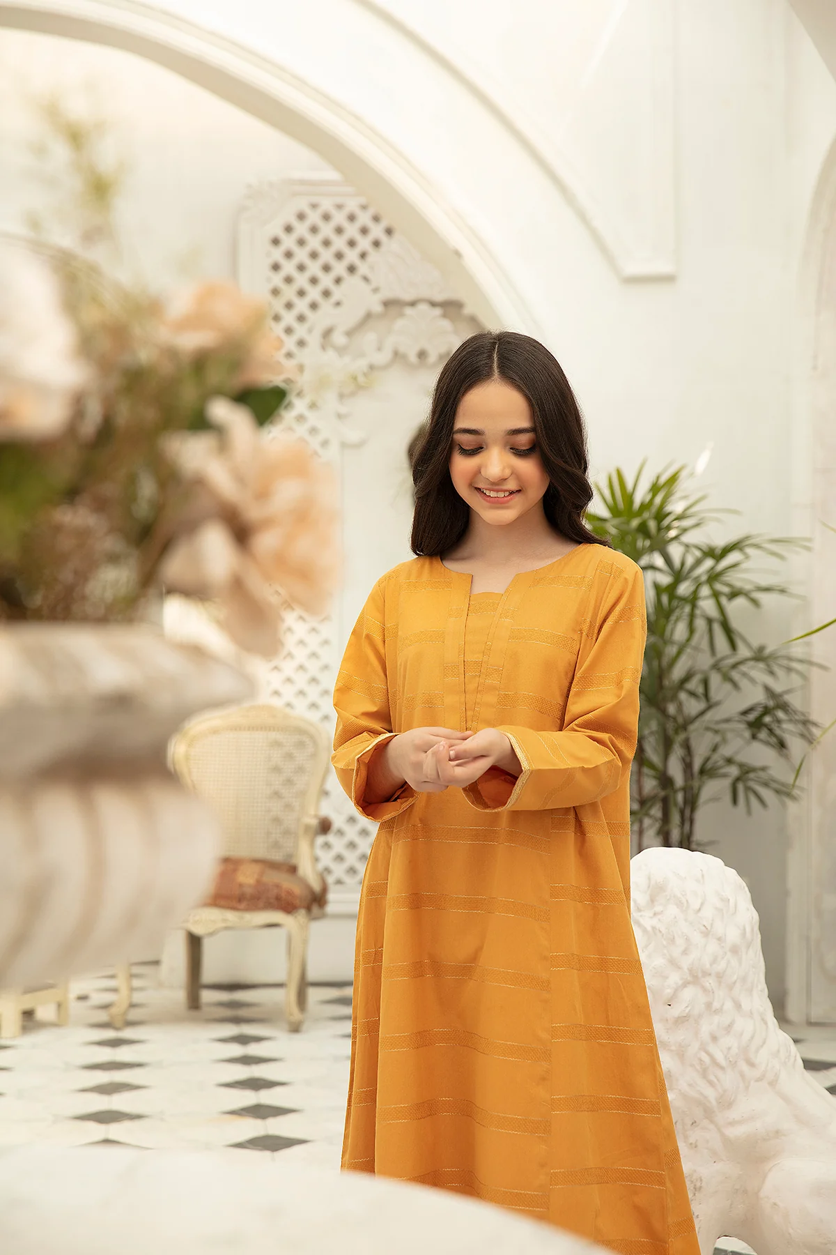 DS22-76-Printed Lace Details Fustaan 1PC - Image 4
