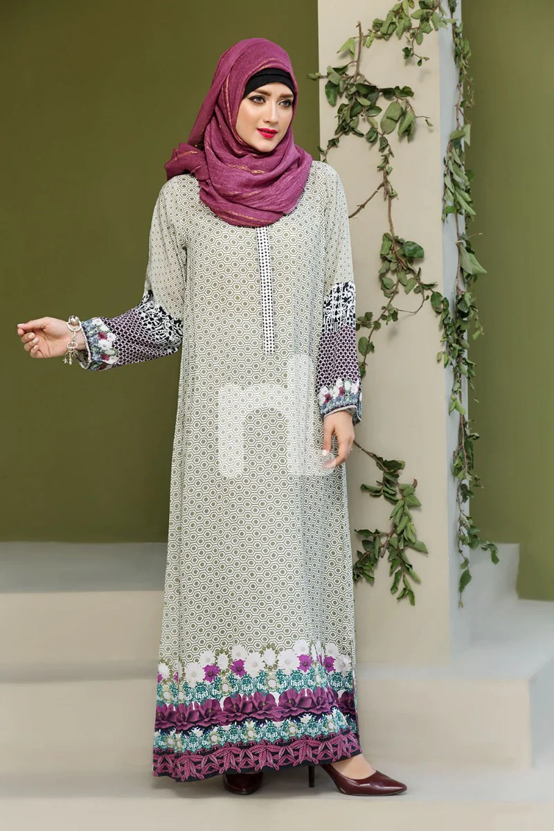 DSW19-100 Light Green Digital Printed Stitched Lawn Fustaan - 1PC